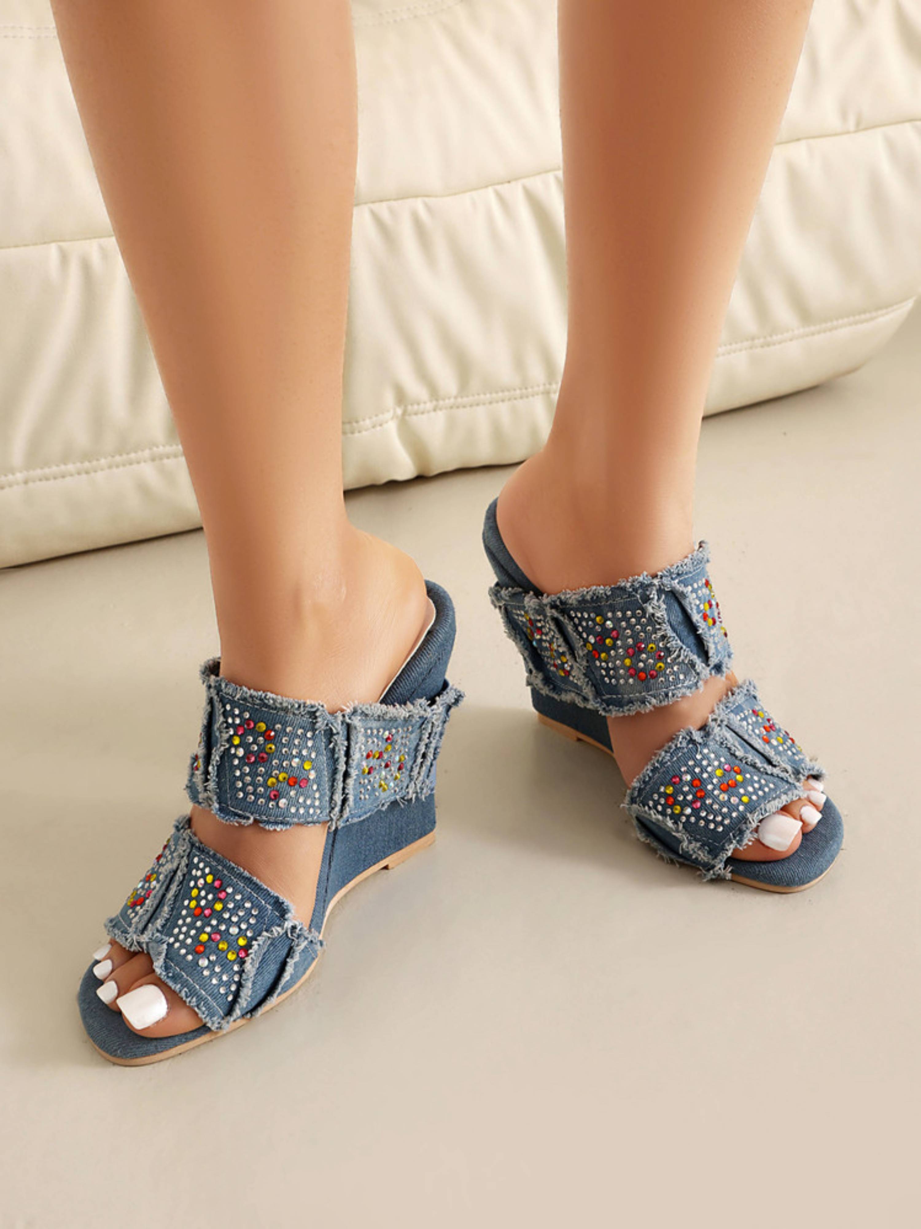 Casual Fabric with Glam Accents Wedge Sandals for Women