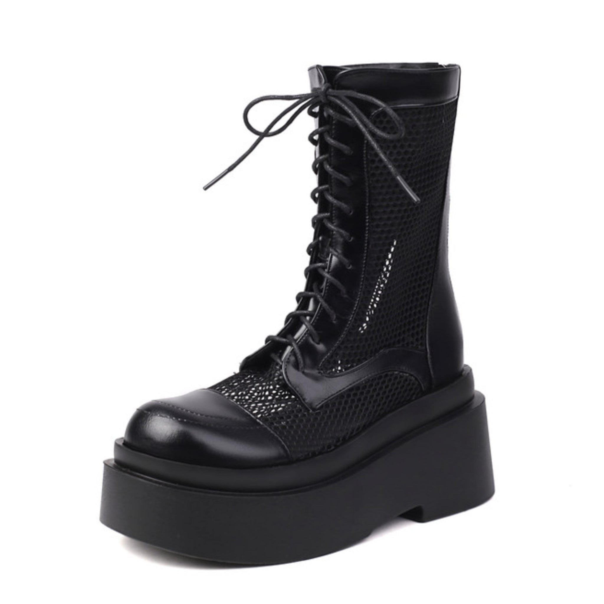 Stylish Lace-Up Front Black Sandals for Women Platform