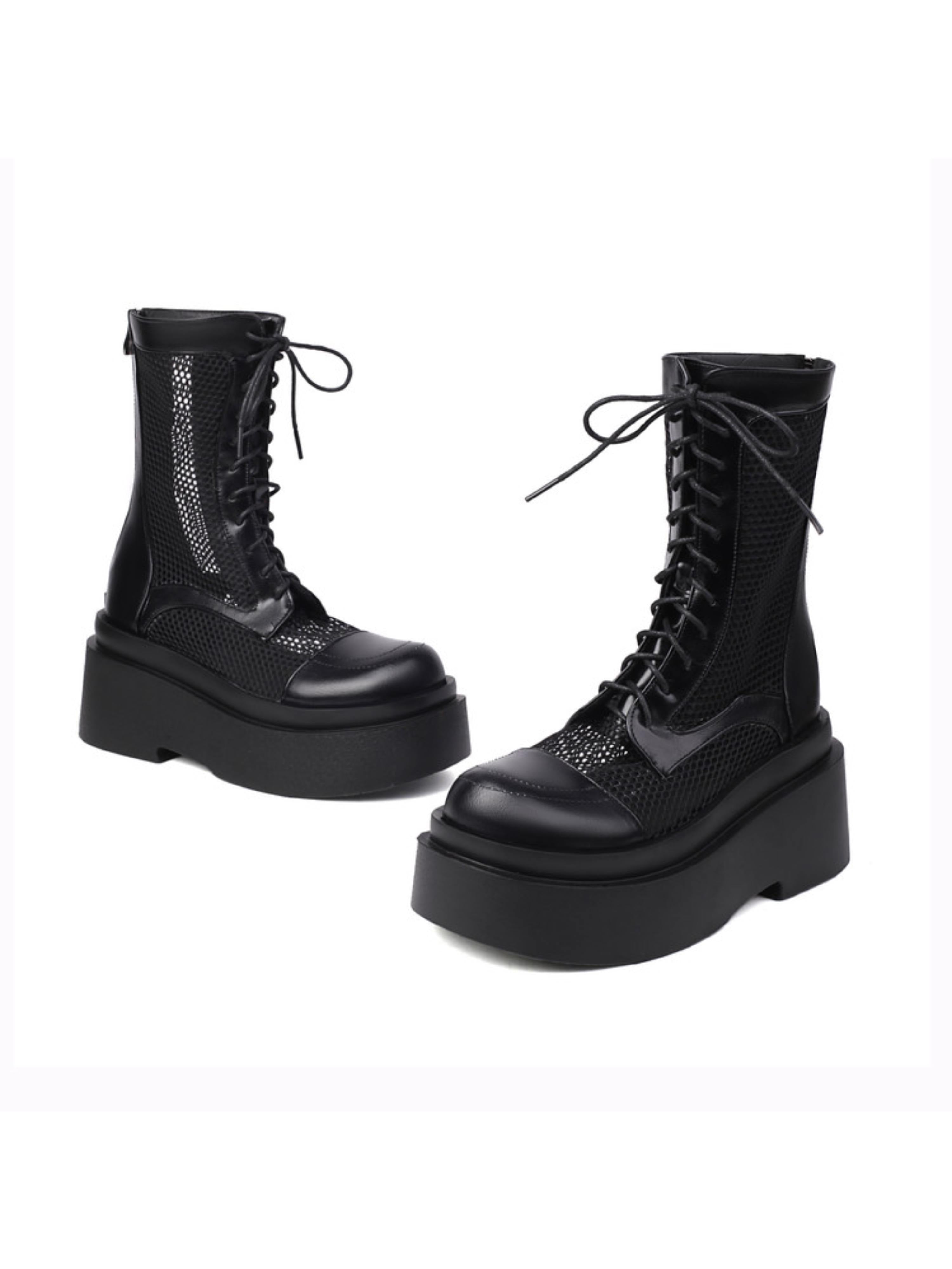 Stylish Lace-Up Front Black Sandals for Women Platform