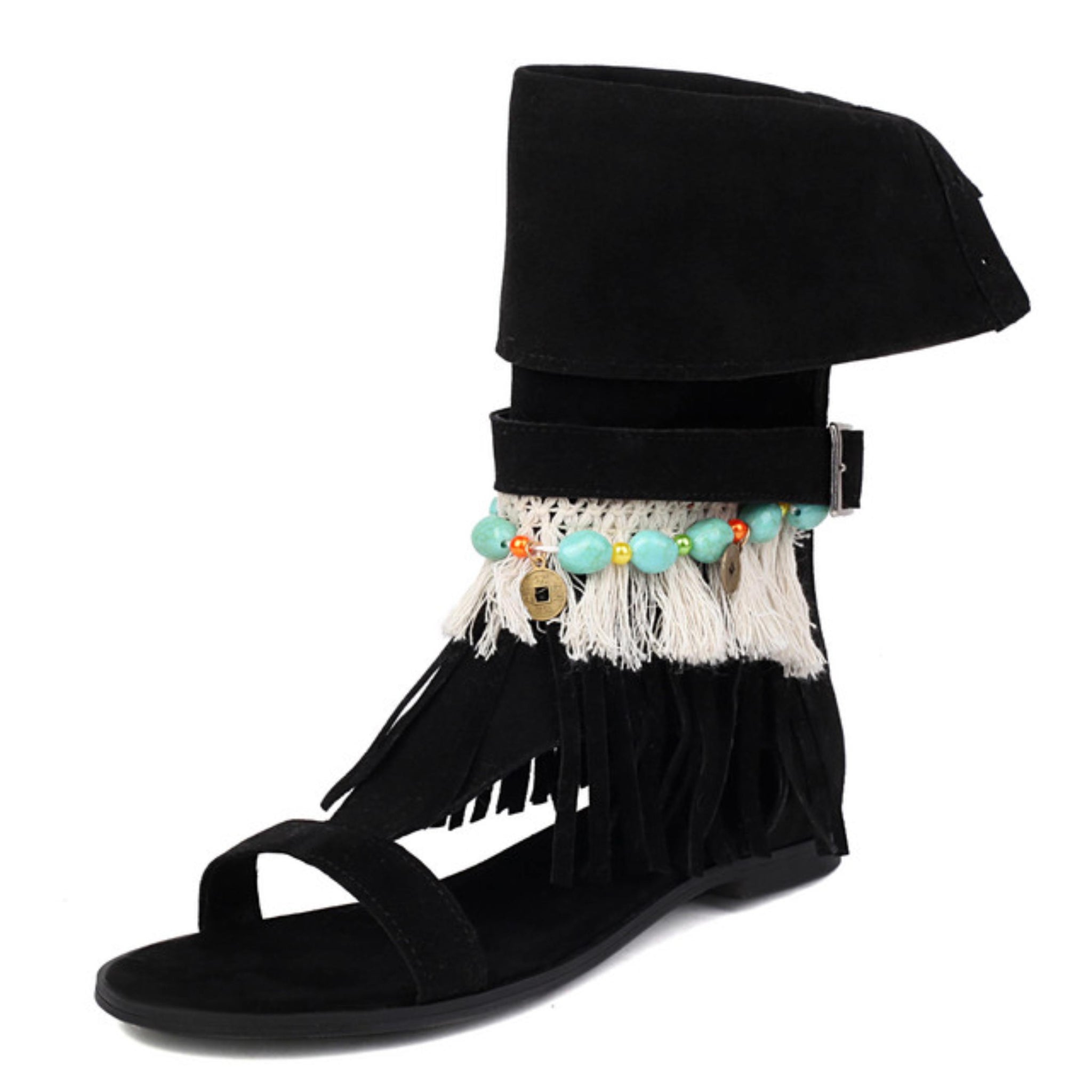 Tribal-Inspired Fringe Walking Sandals for Women