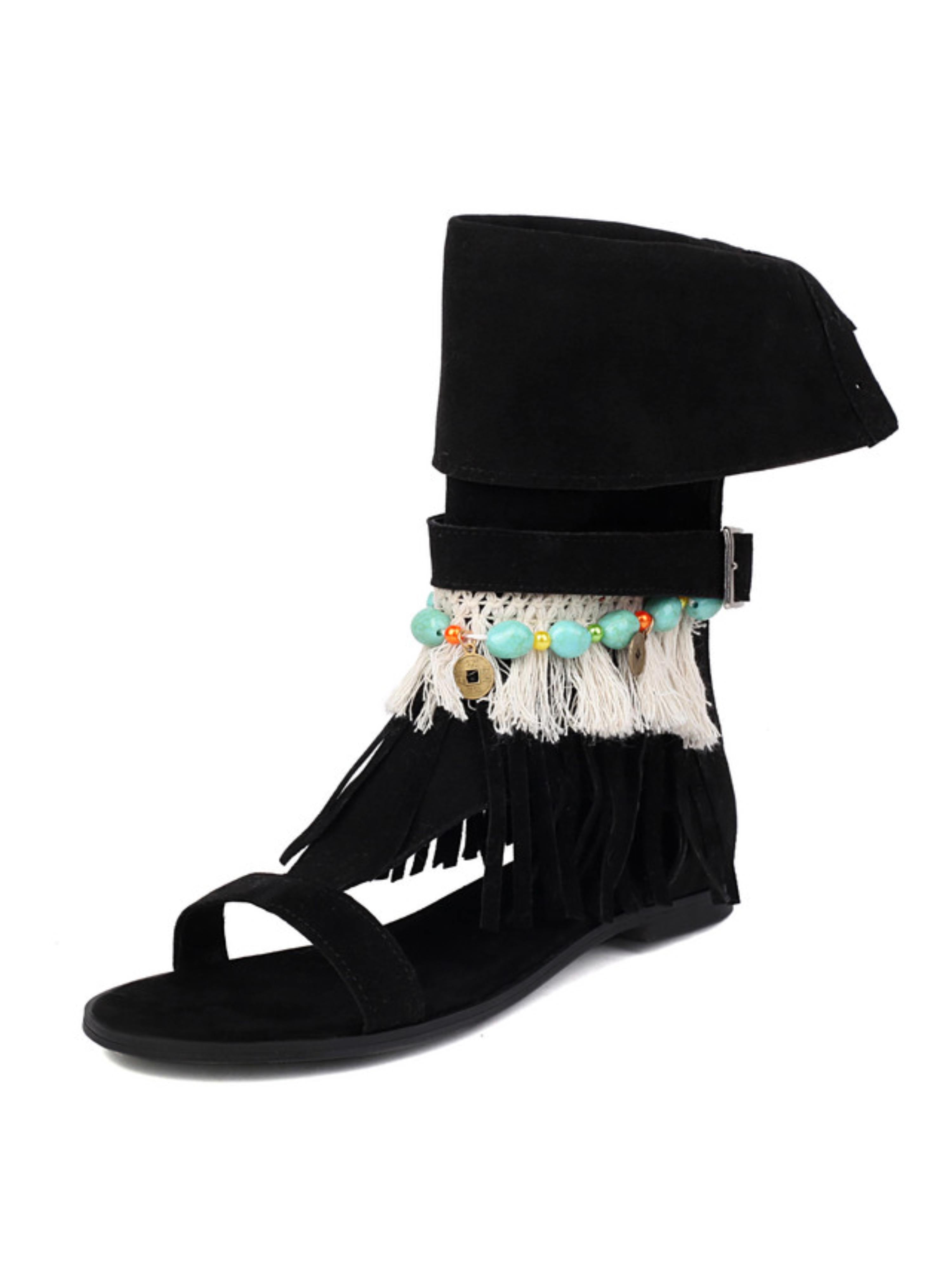 Tribal-Inspired Fringe Walking Sandals for Women