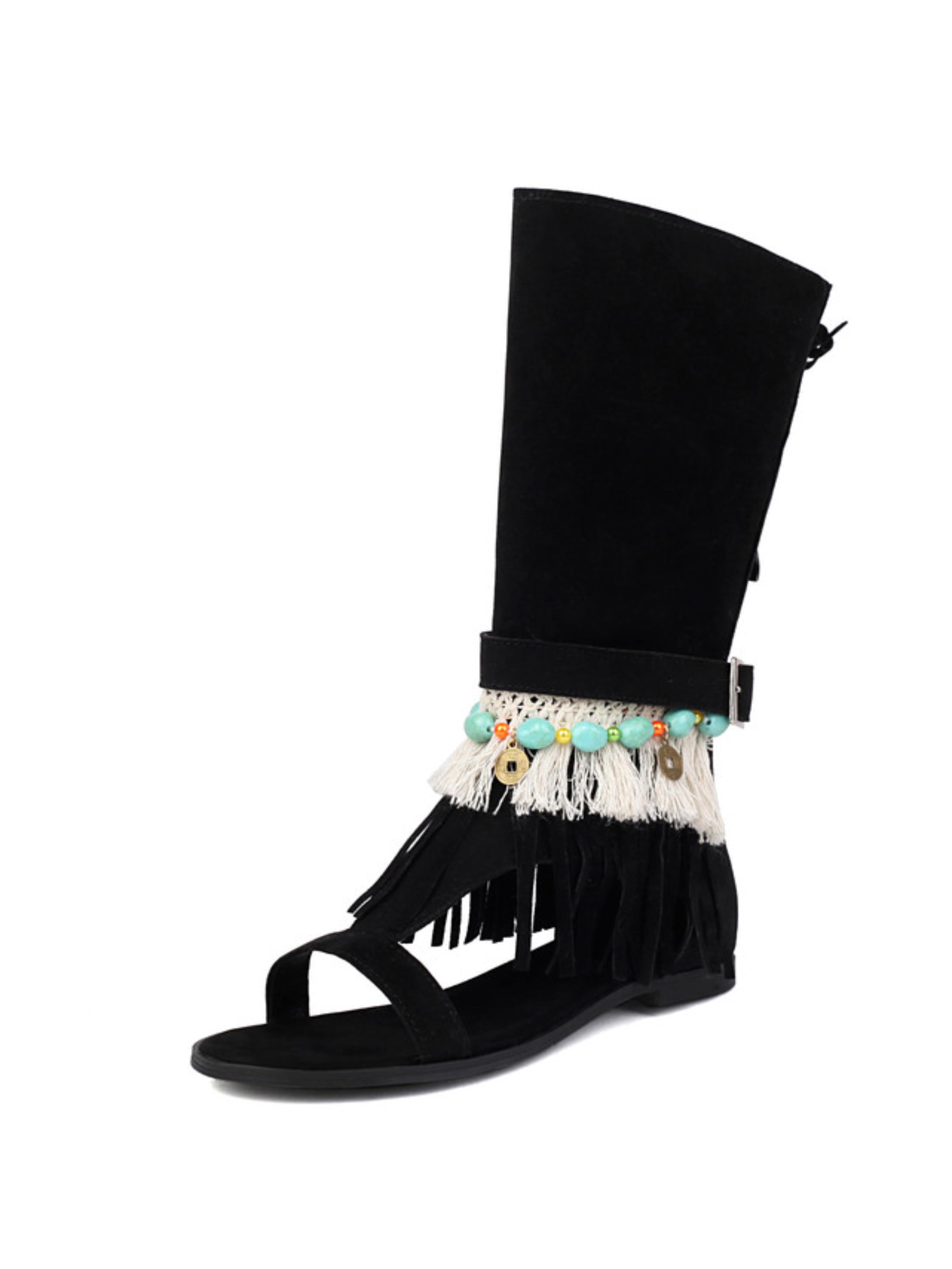 Tribal-Inspired Fringe Walking Sandals for Women