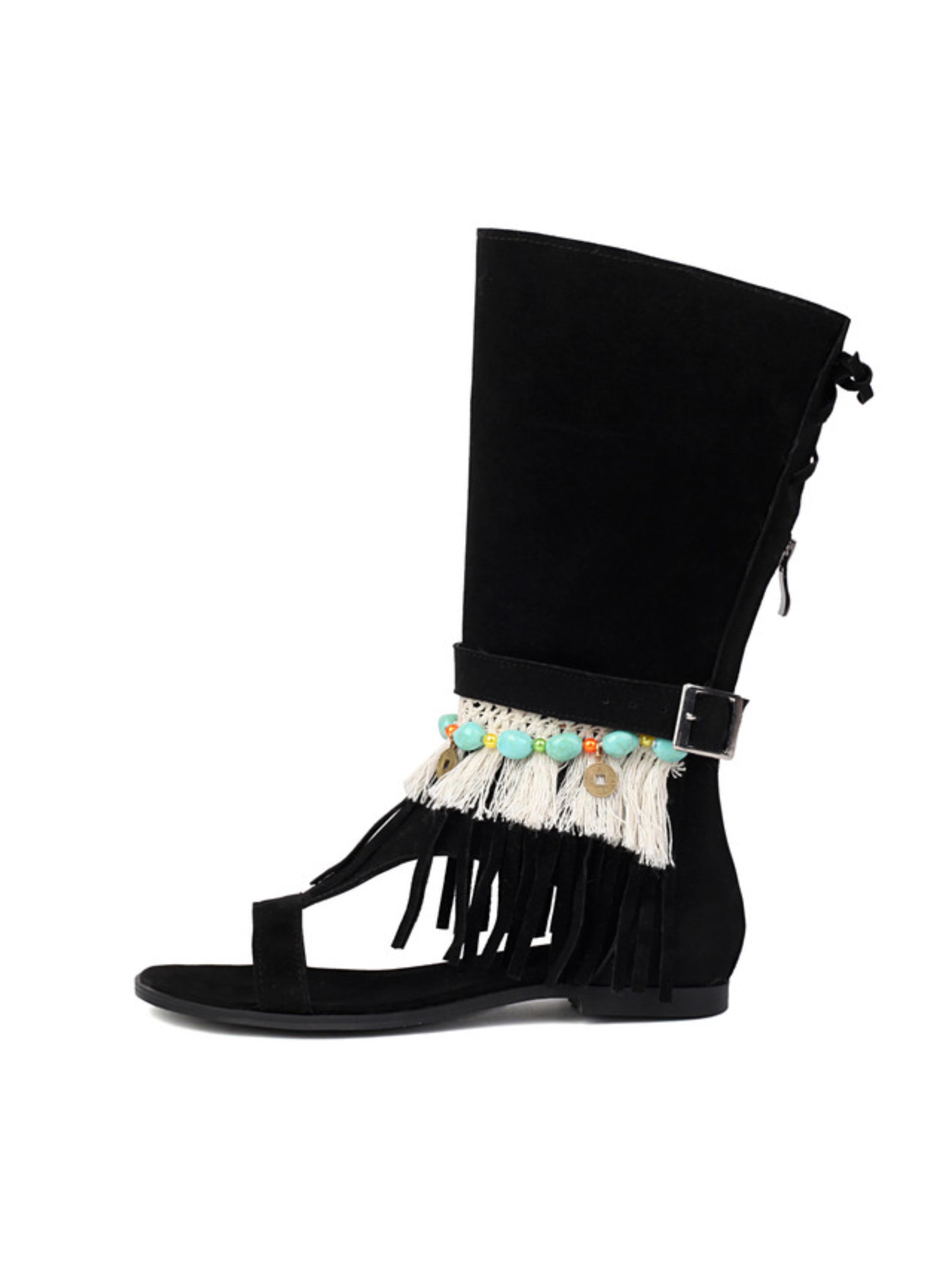 Tribal-Inspired Fringe Walking Sandals for Women