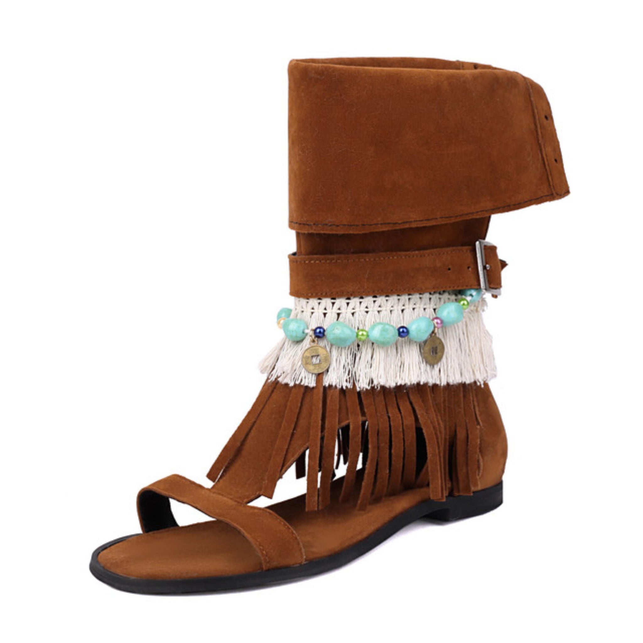 Elegant Boho Fringe Flat Sandals for Women