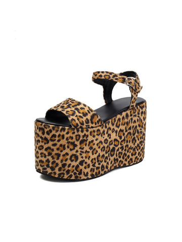Bold Leopard Chunky Platform Sandals for Women
