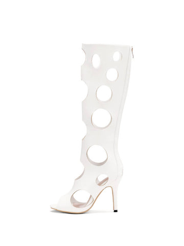 Runway Rebel Cut-Out Heels White Sandals for Women