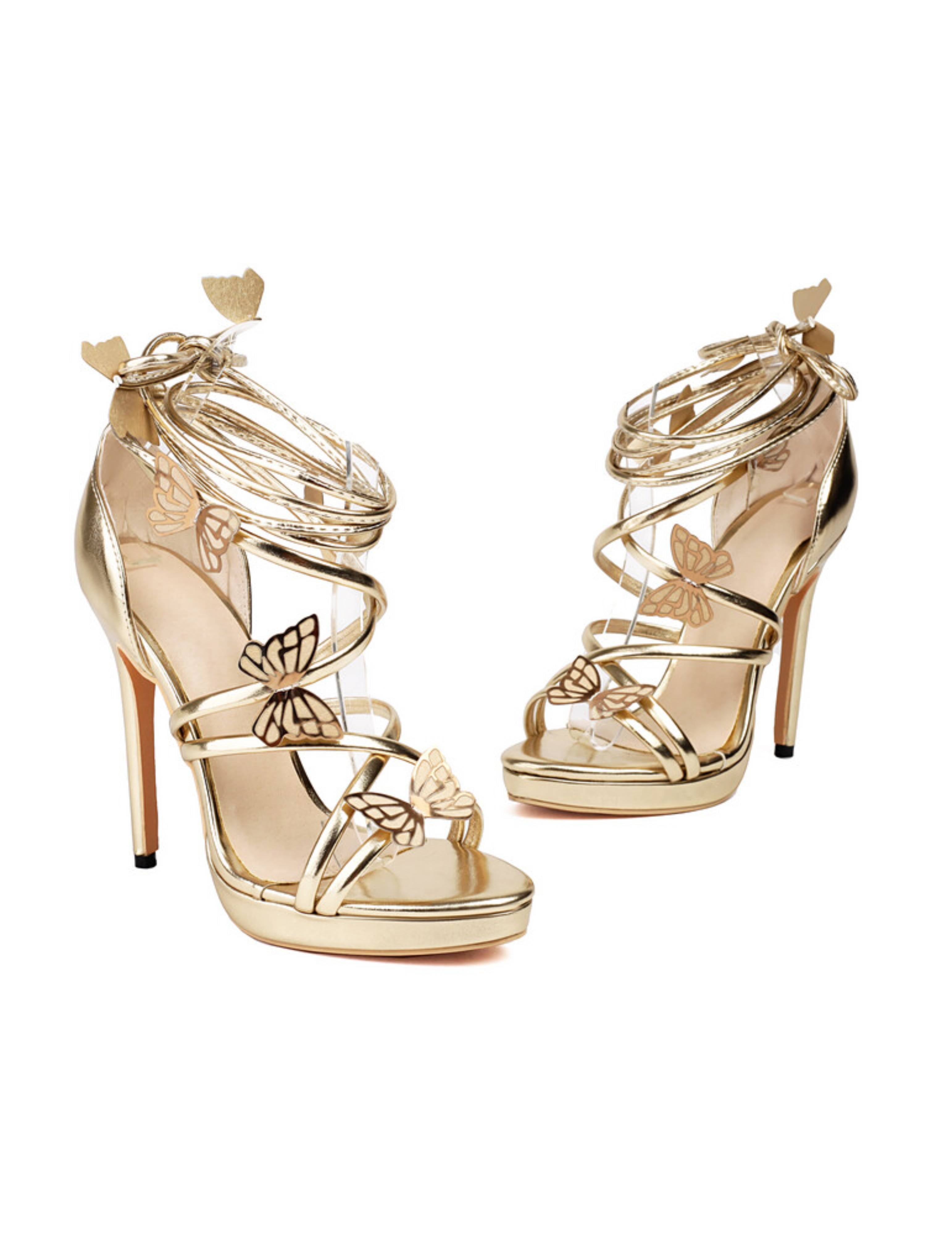 Enchanted Stiletto Gold Sandals for Women