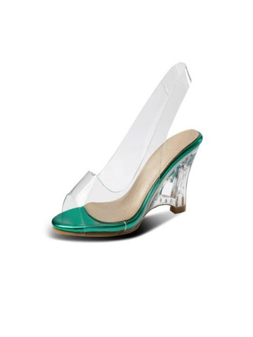 Slip-On With Elasticized Slingback Strap Women Wedge Sandals