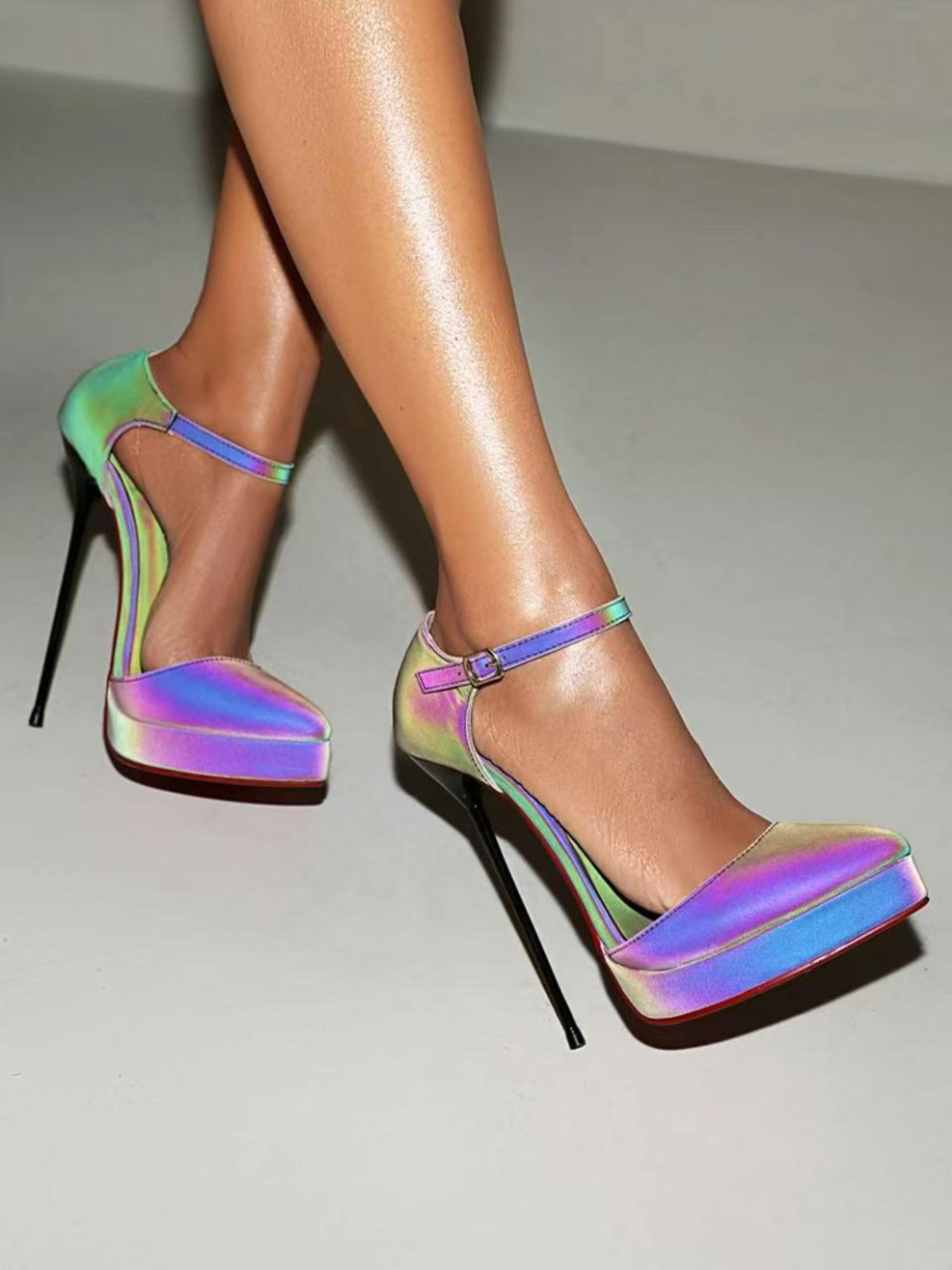 High Holographic Platform Sandals Women