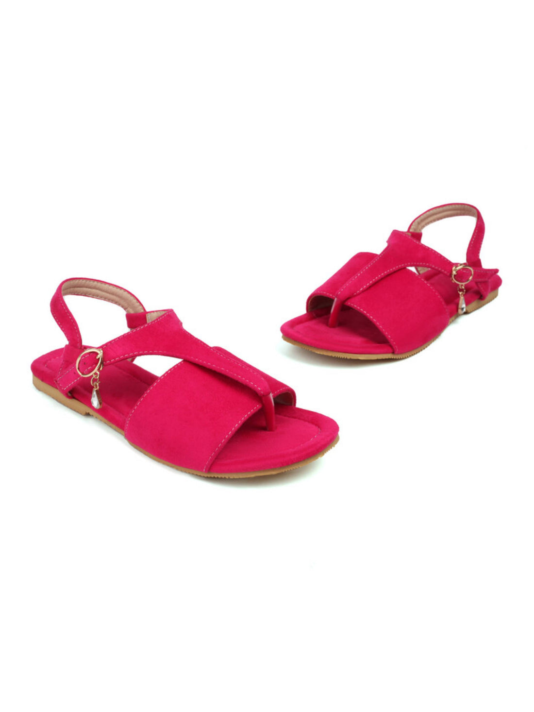 Pink sandal with a gold buckle