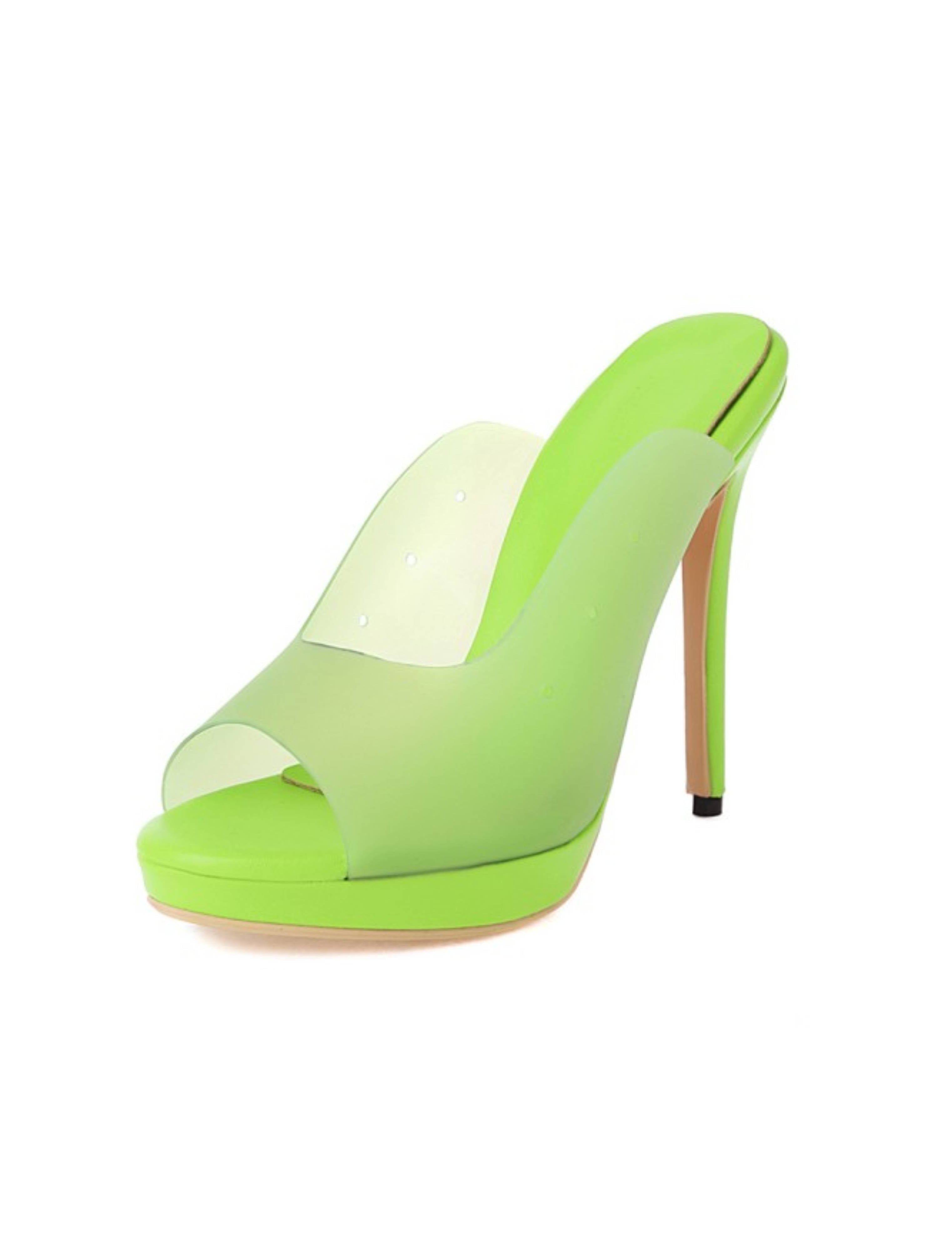 Sky-High Style with Translucent Upper Green Sandals for Women