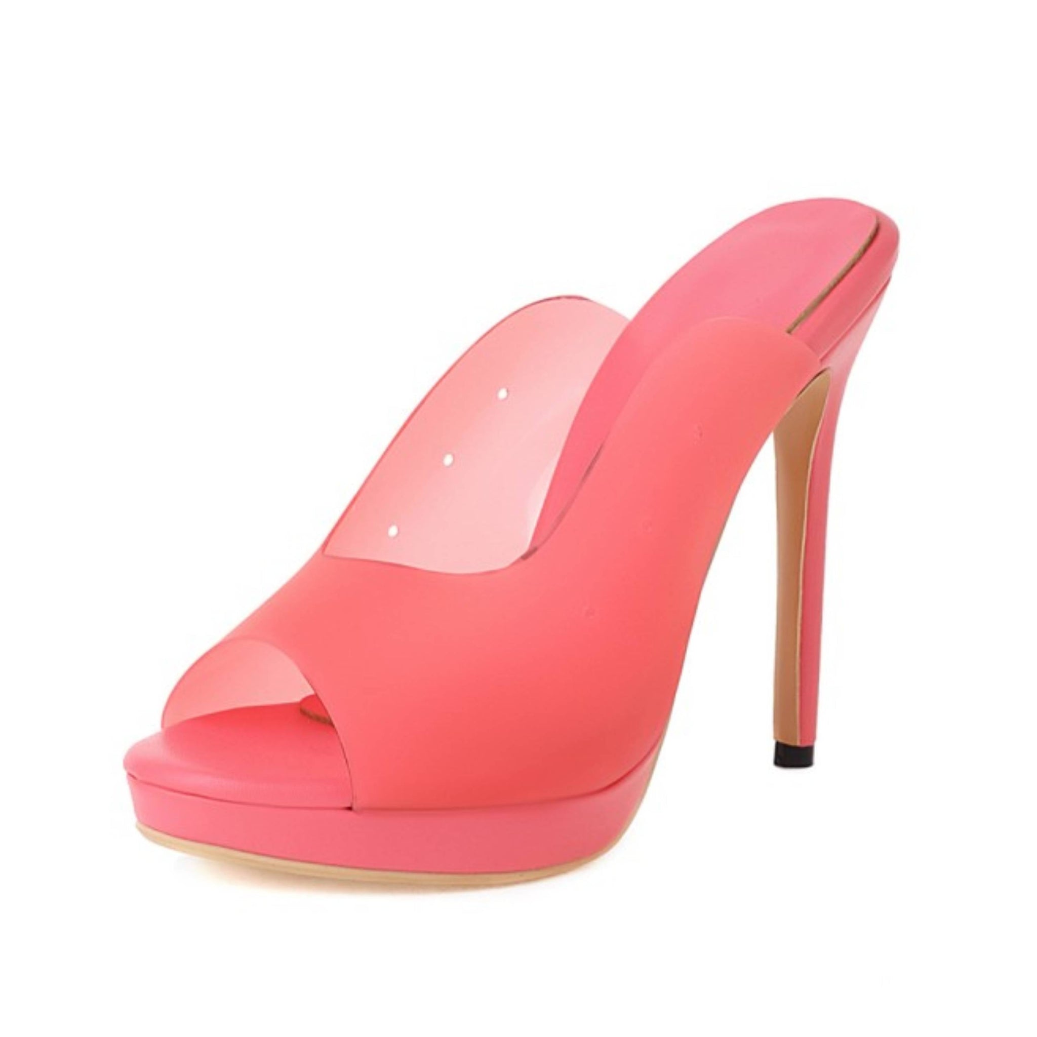 Coral high-heeled shoe