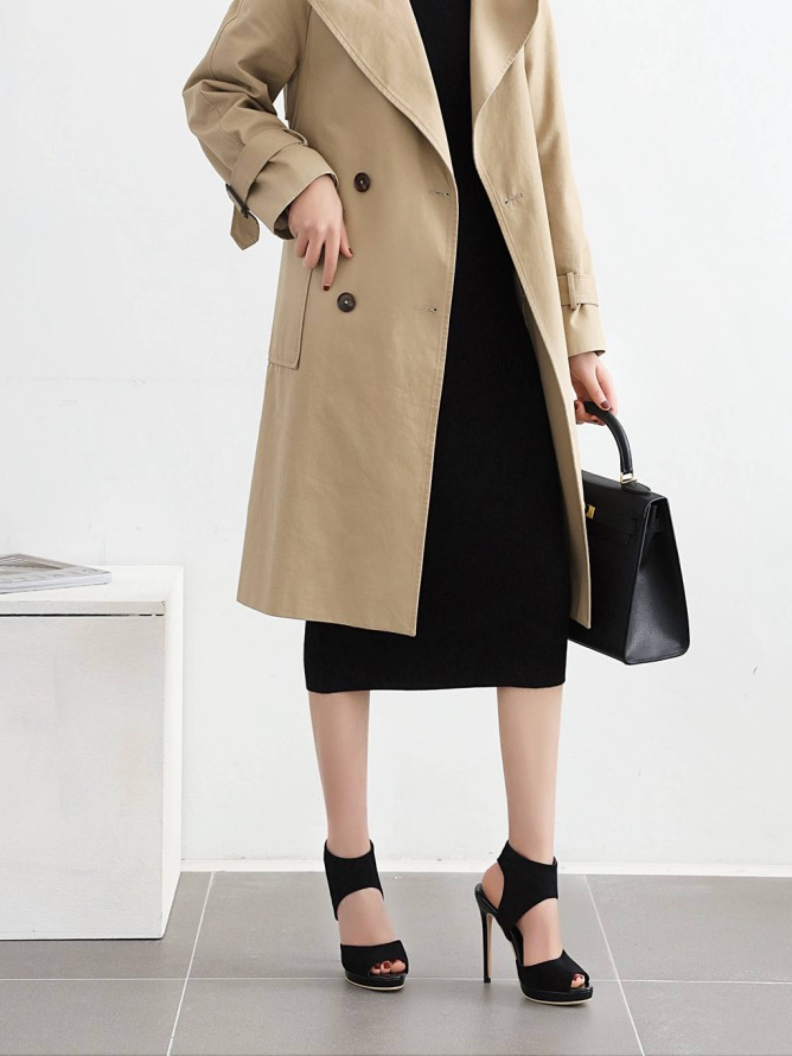 Vegan Suede Heels Black Platform Sandals for Women