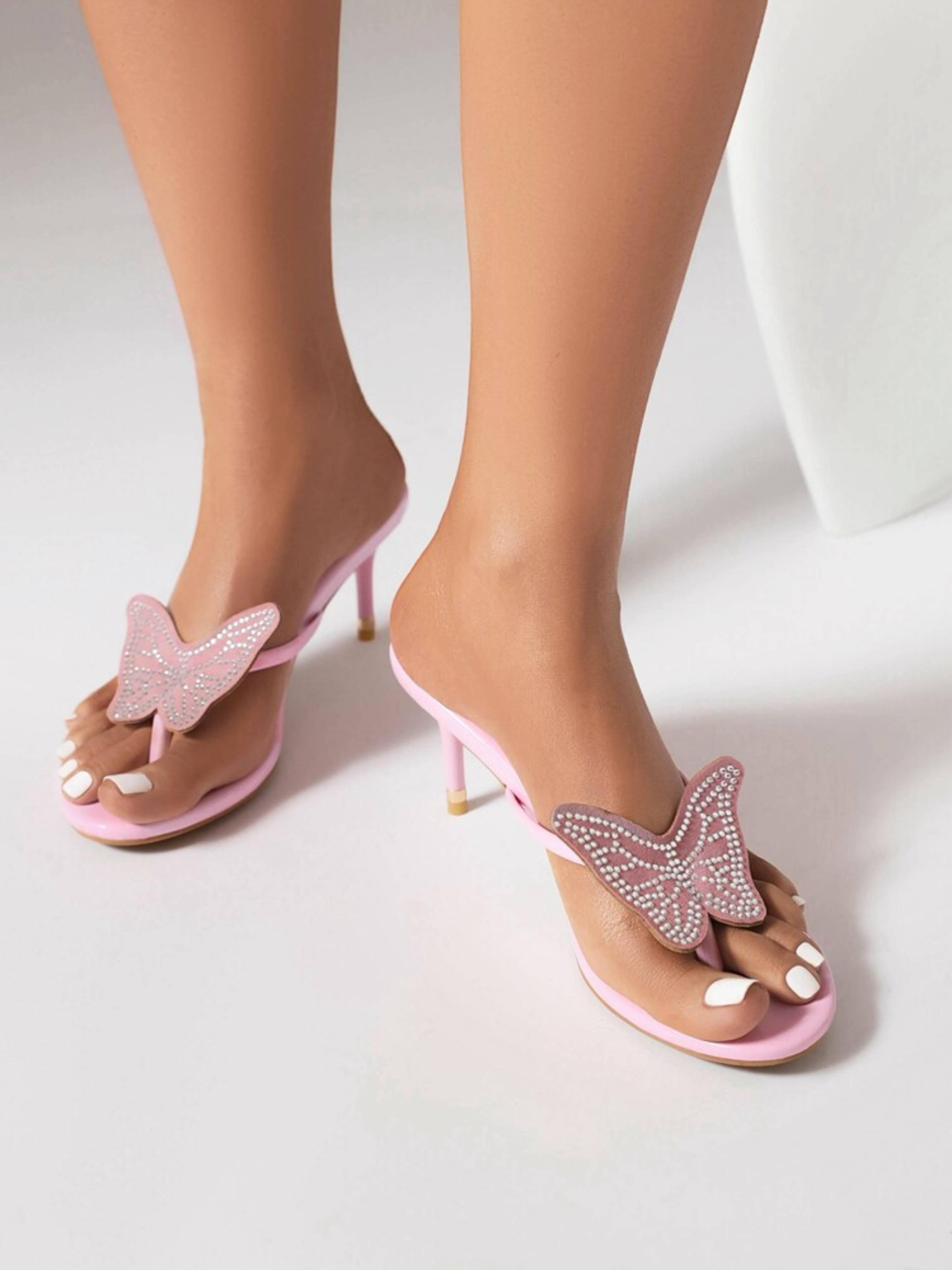 Elegant Butterfly Embellished Heeled Sandals for Women