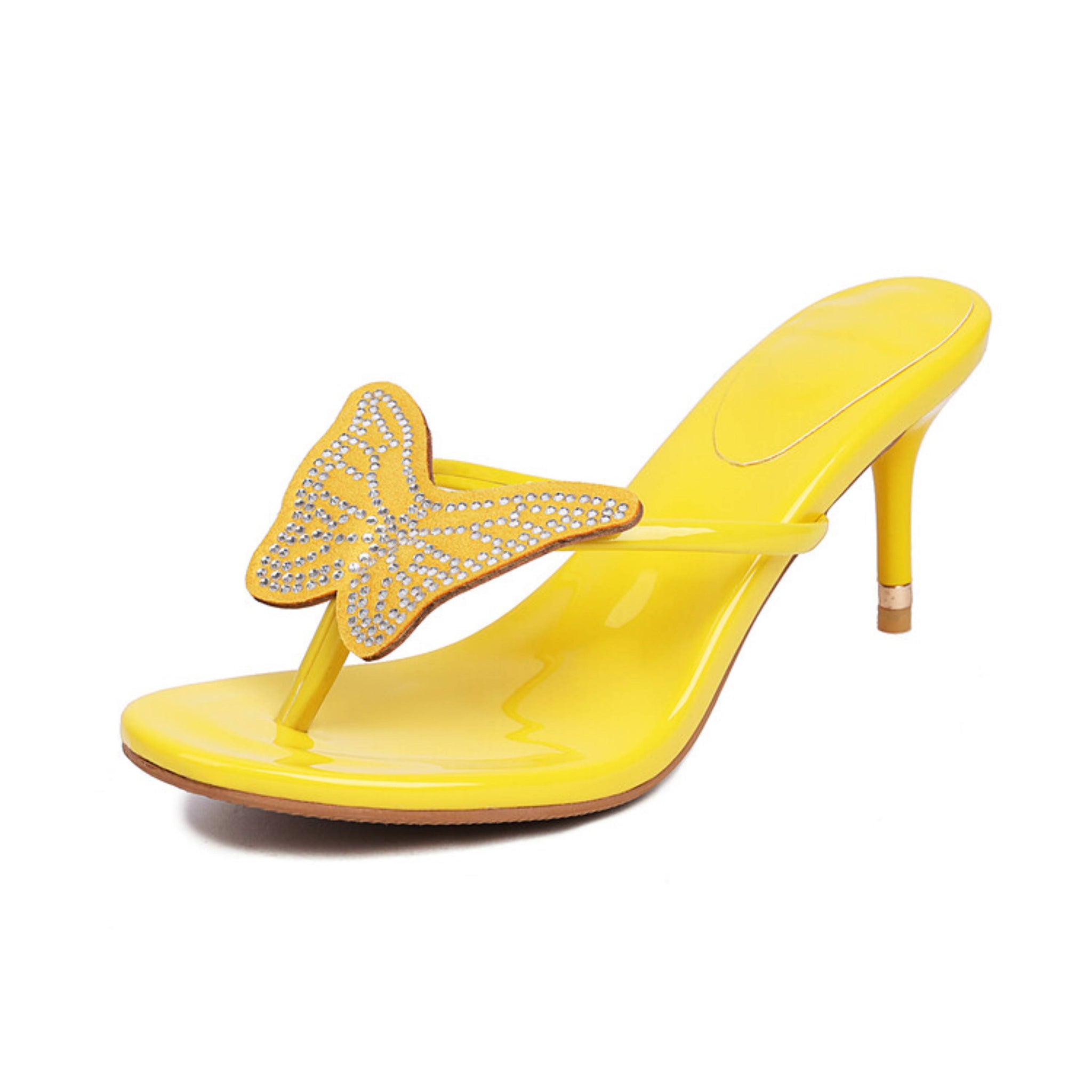 Bright Elegance Eye-Catching Butterfly Design Yellow Sandals for Women