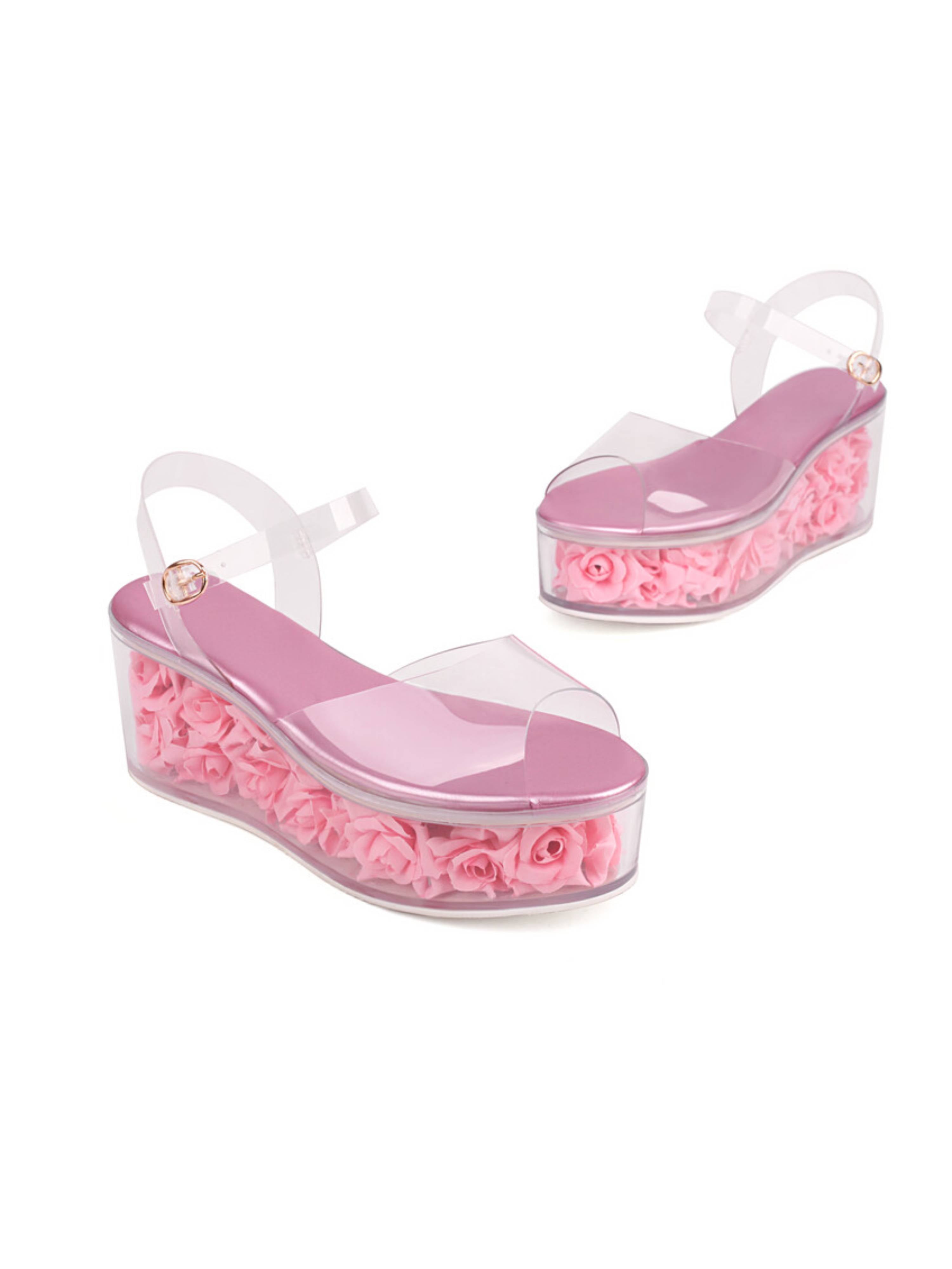 Floral & Fabulous Clear Platform Summer Sandals for Women