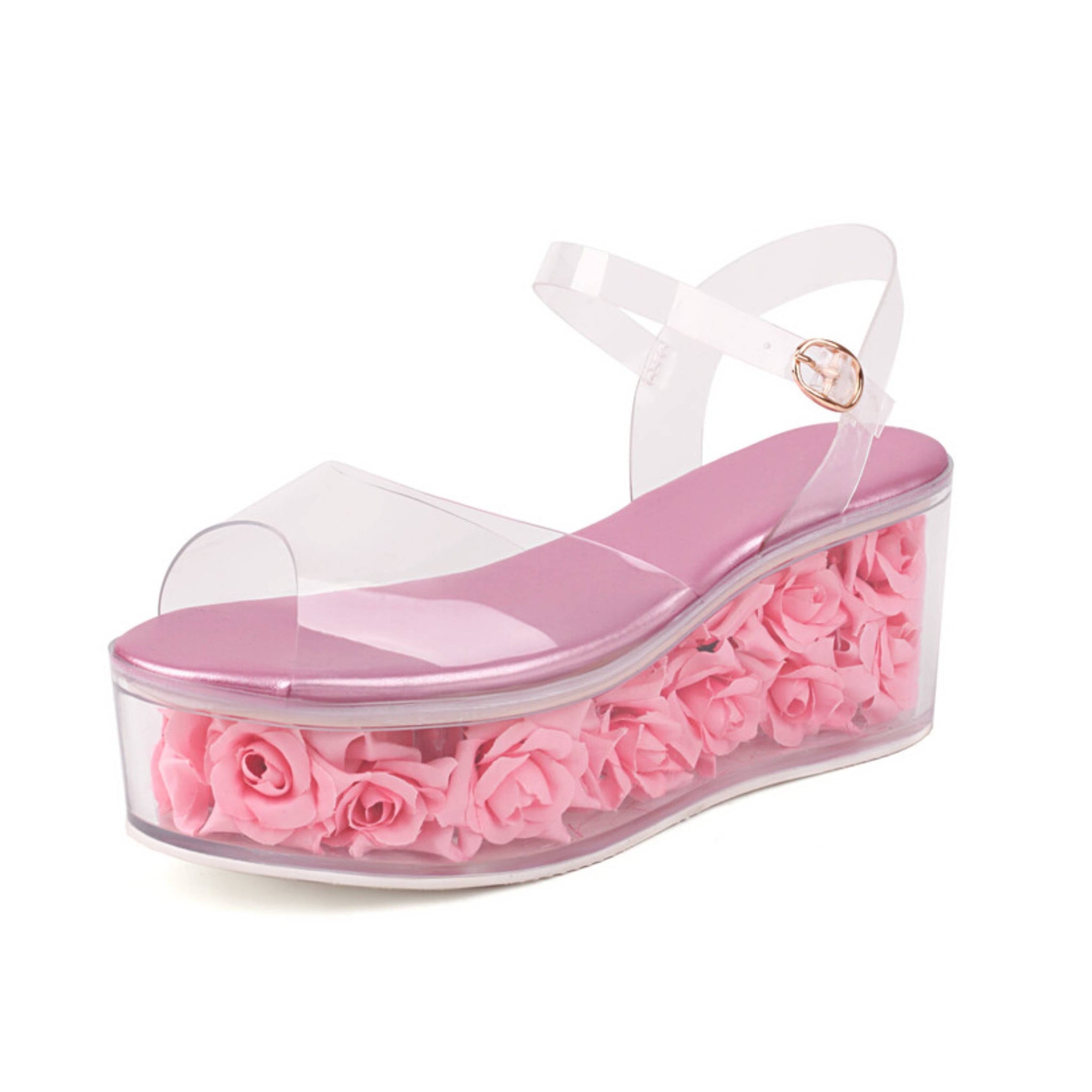 Pink sandal with rose design
