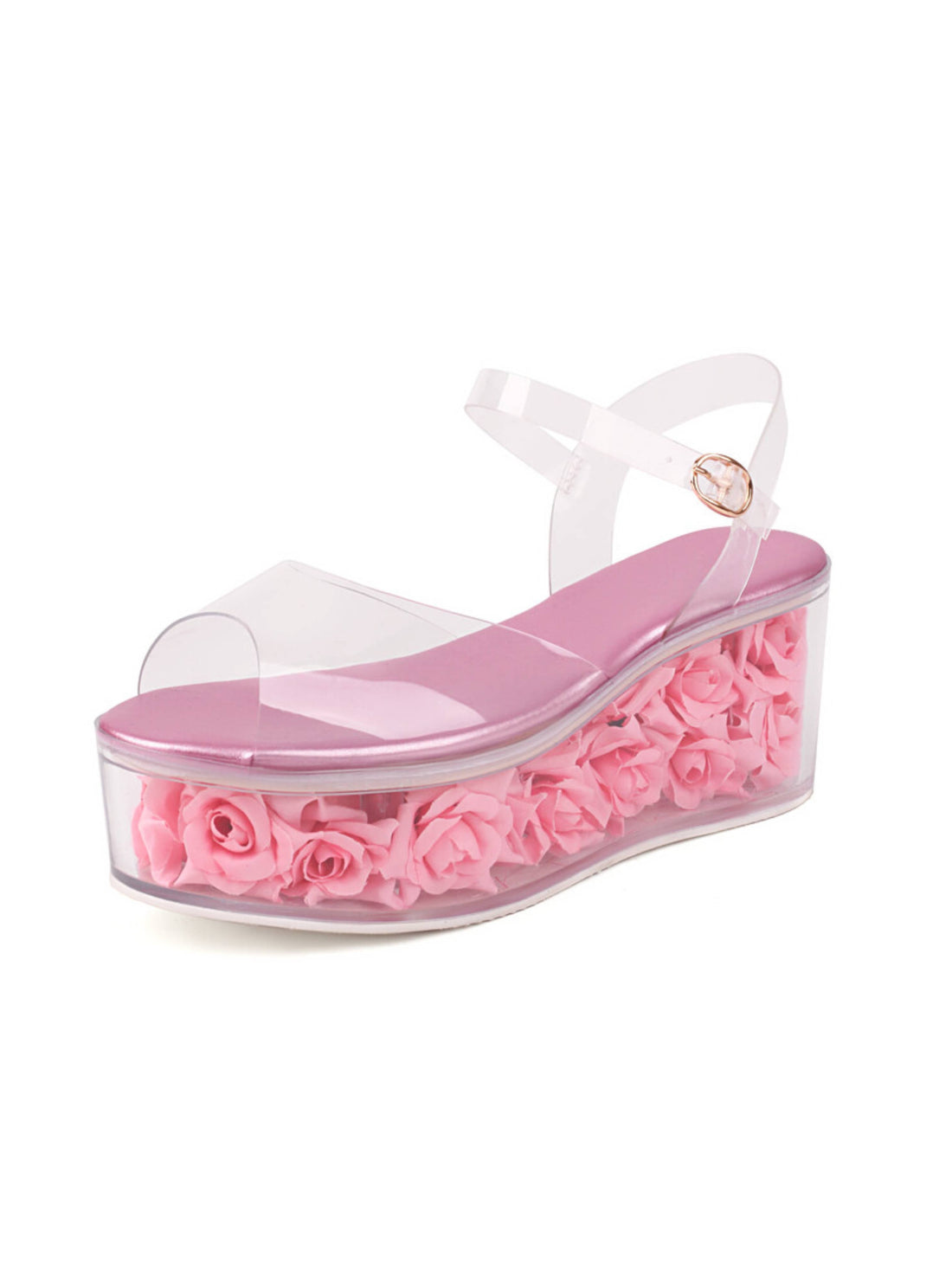 Pink sandal with rose design