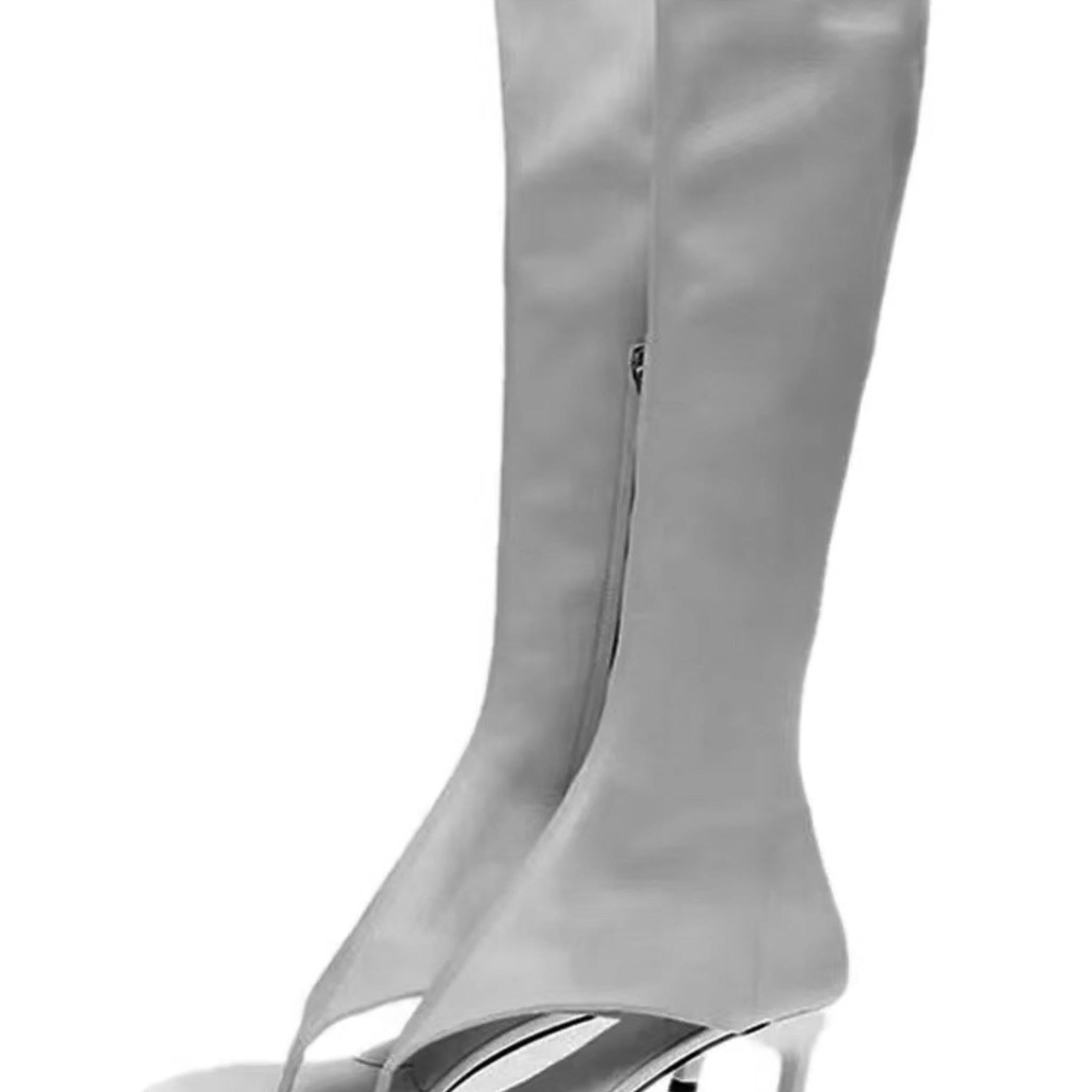 Silver high-heeled knee boots
