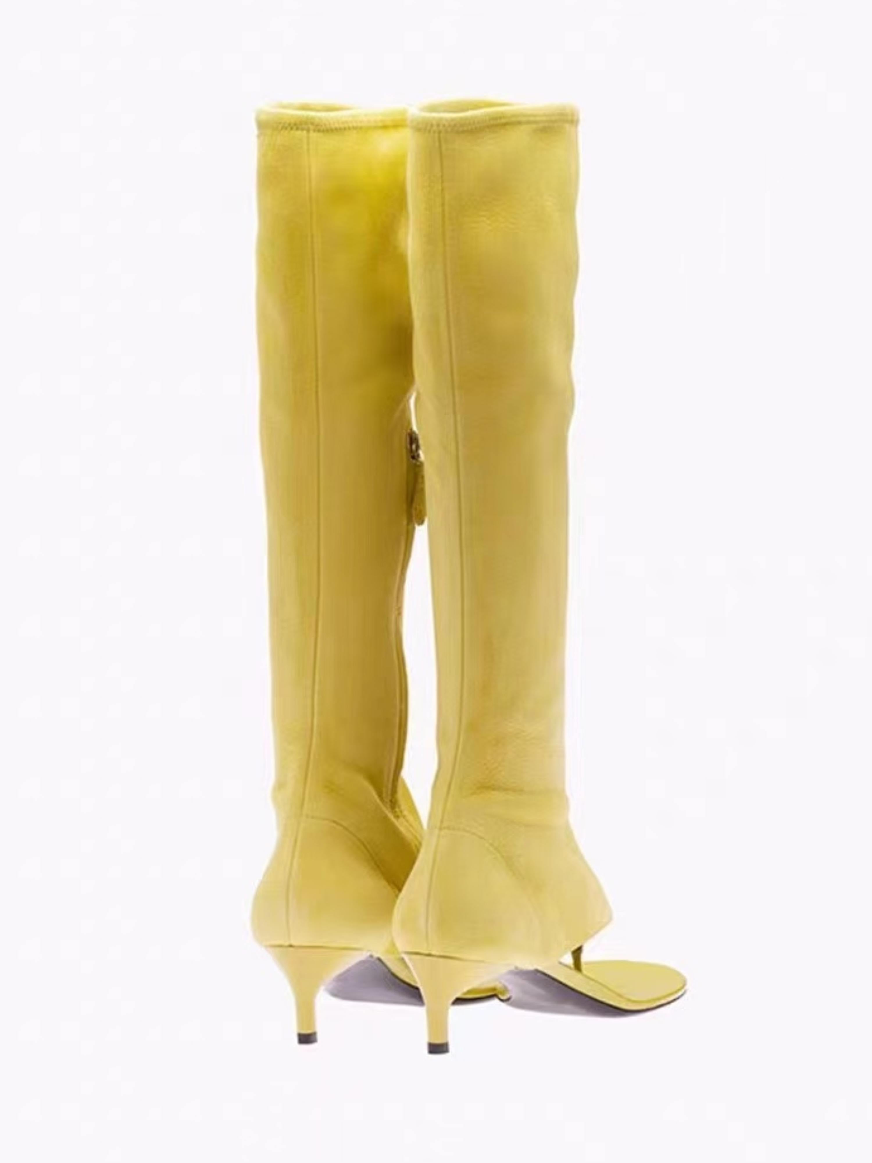 Sleek Zippered Hybrid Boots Yellow Sandals for Women