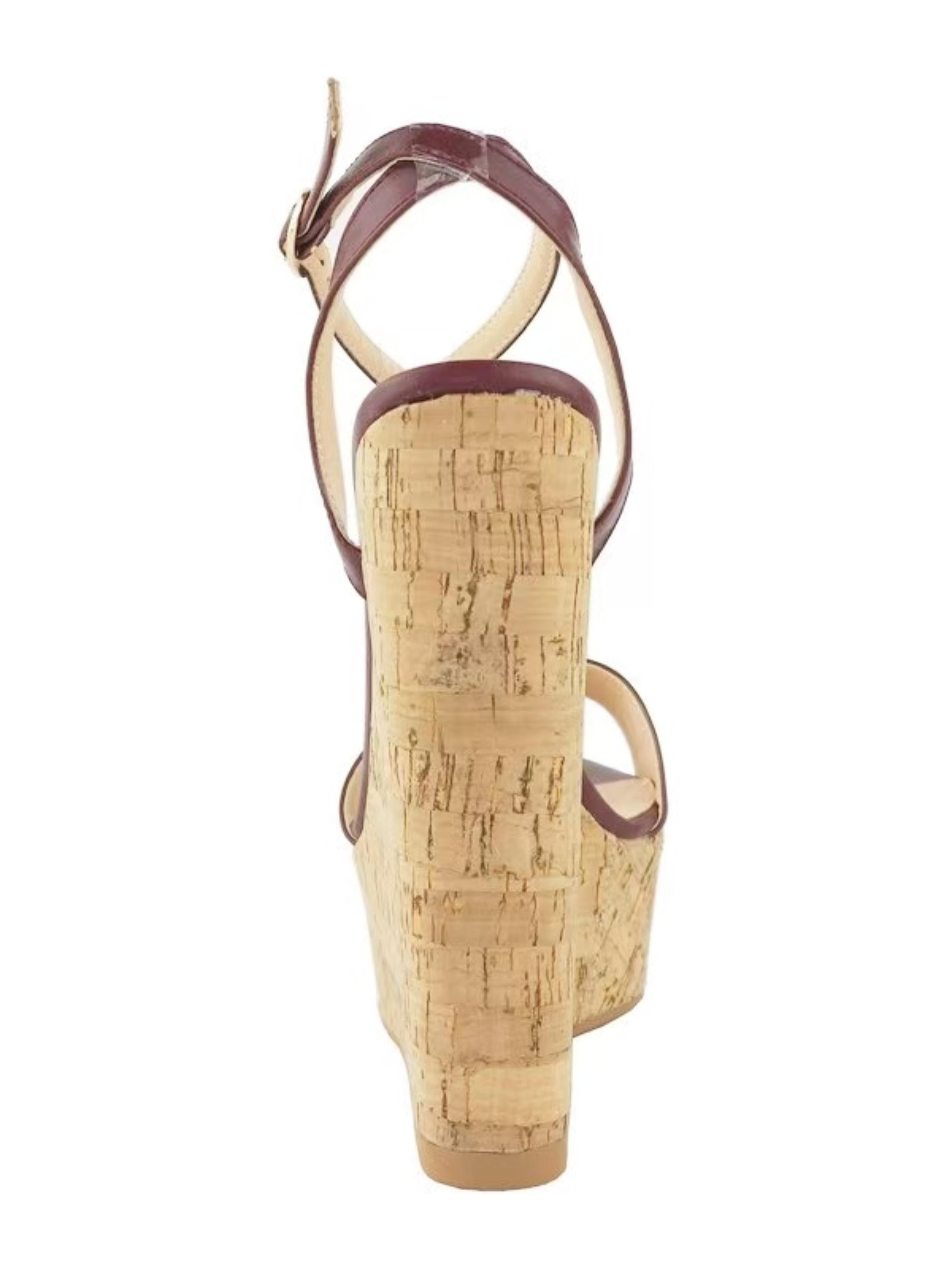 Brown Ankle Strap High Wedge Sandals for Women