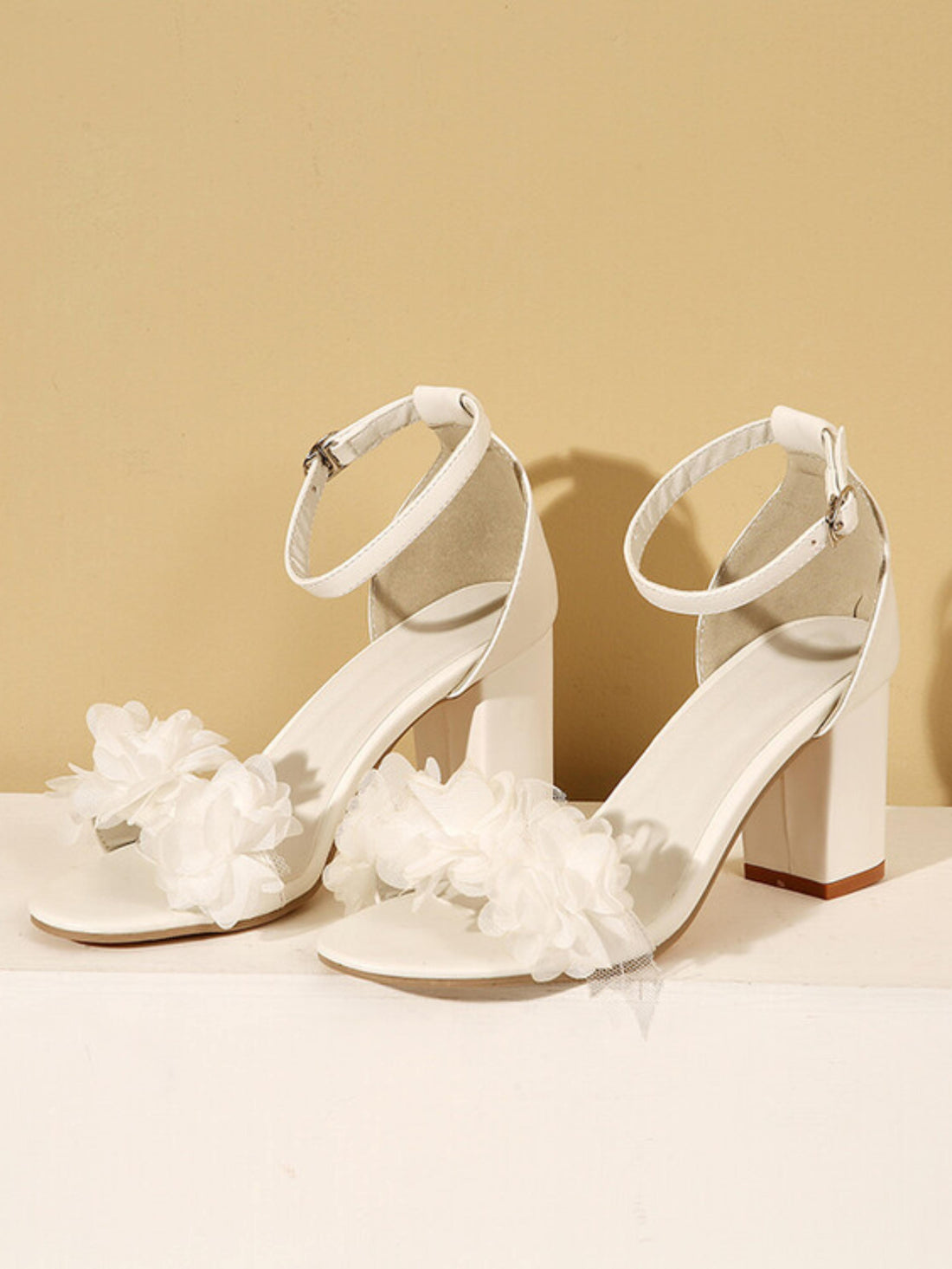 Elegant White Sandals for Women with 3D Floral Applique