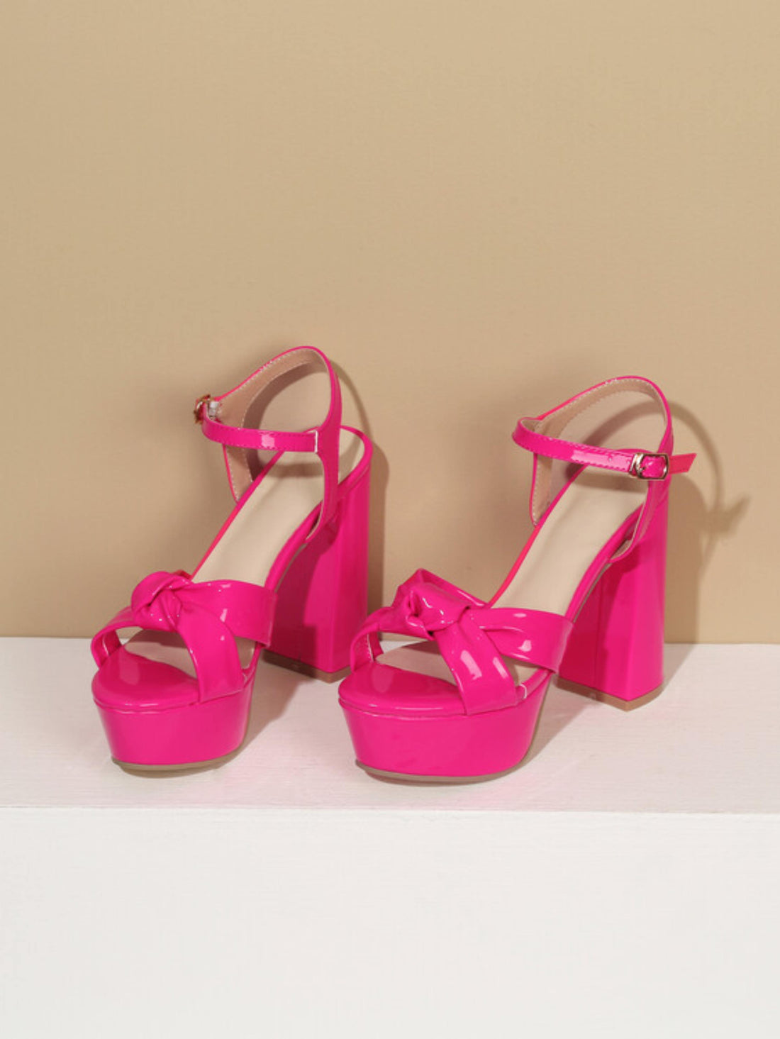 Charming Pink Chunky Block Heel Women Sandals