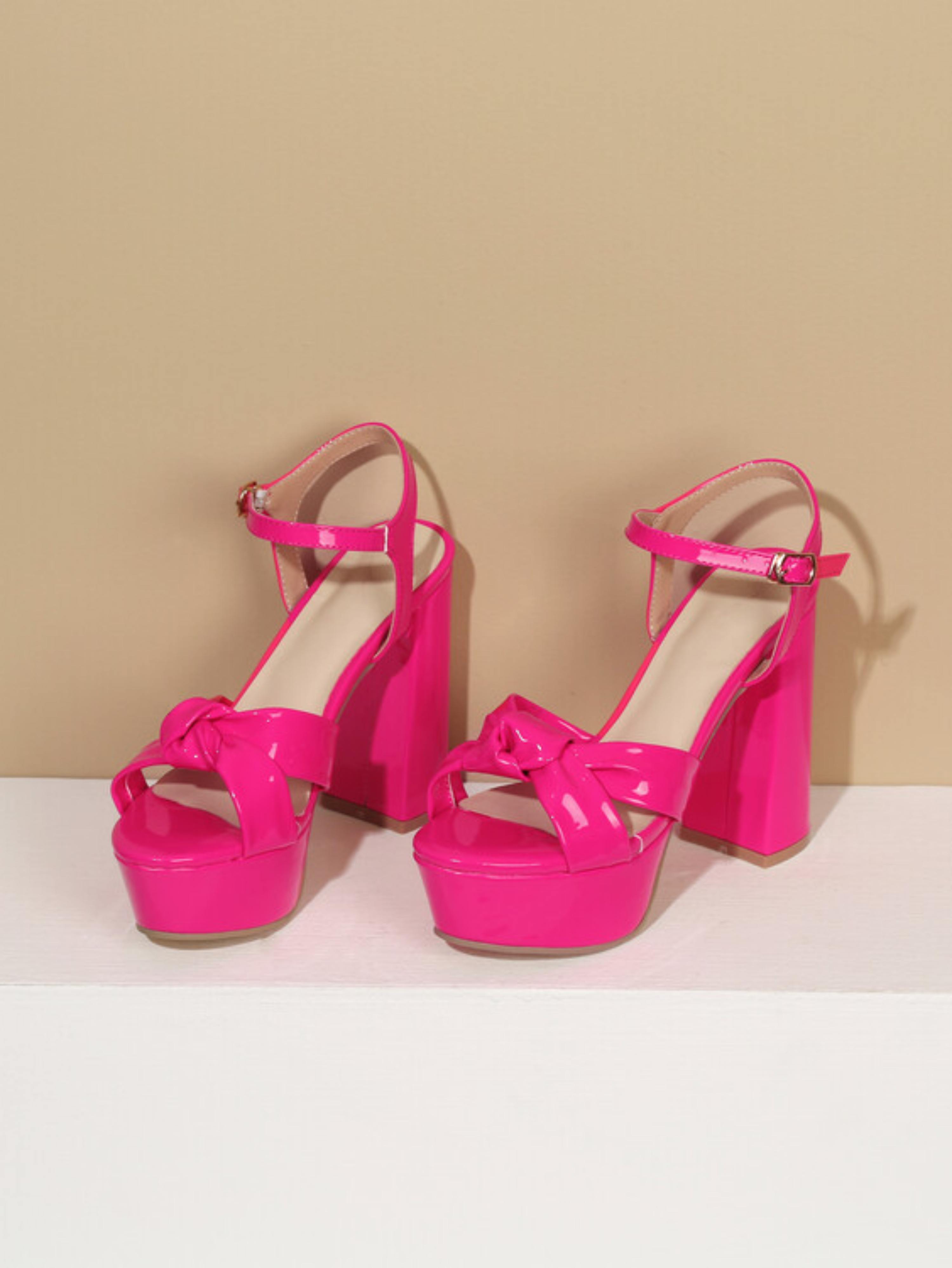 Charming Pink Chunky Block Heel Women Sandals
