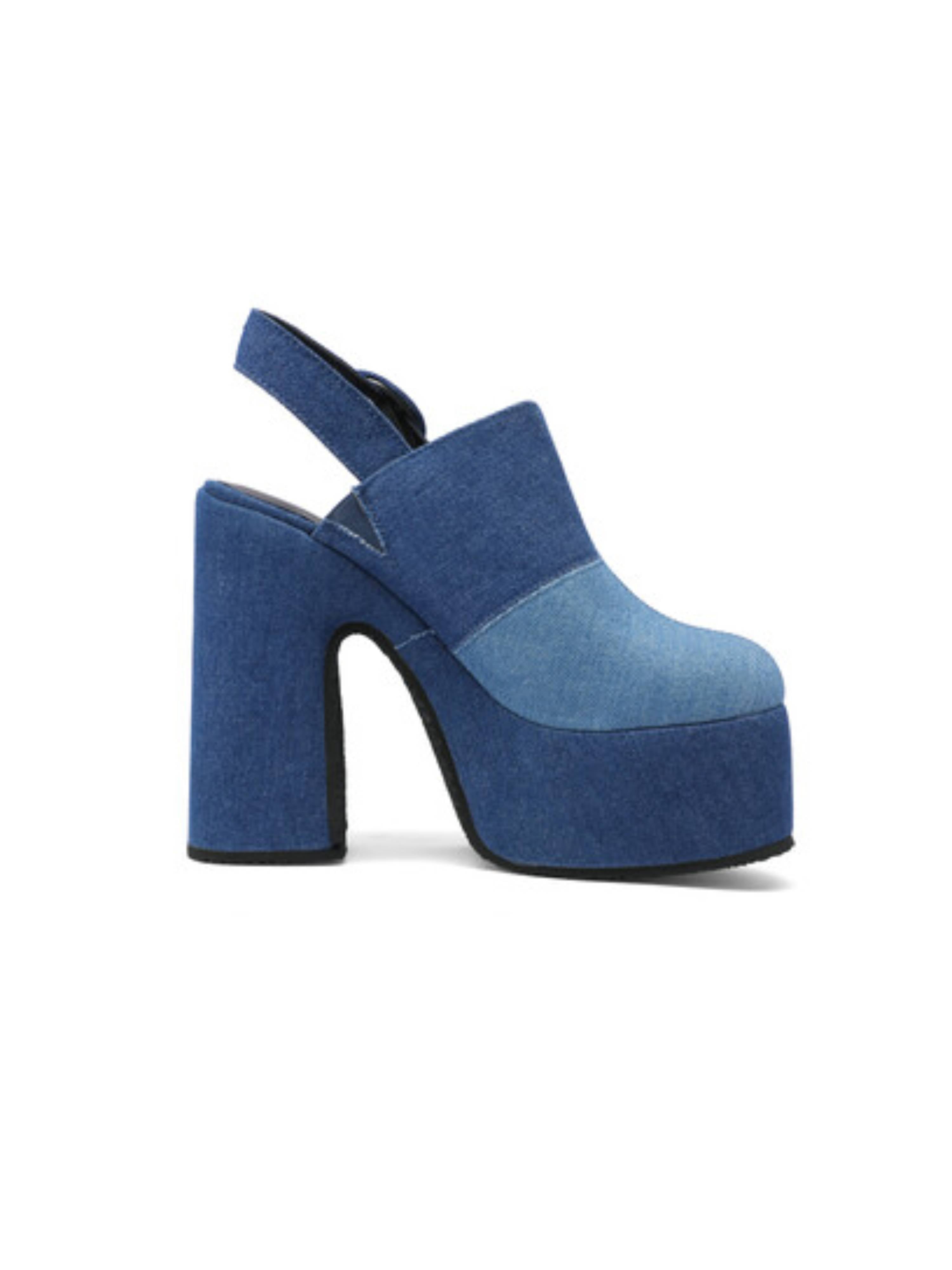 Blue Denim Vintage Vibe Platform Sandals Women