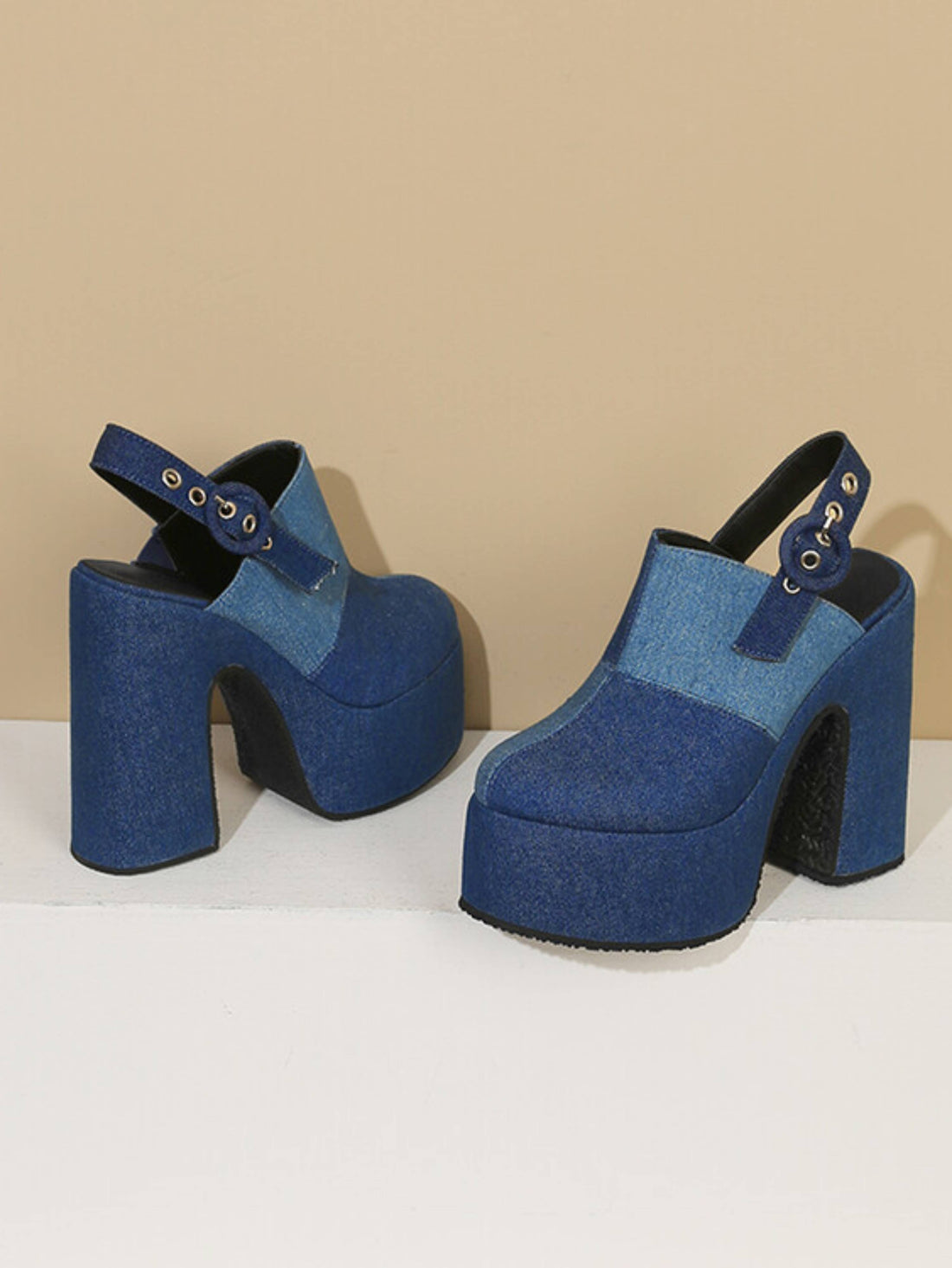 Blue Denim Vintage Vibe Platform Sandals Women