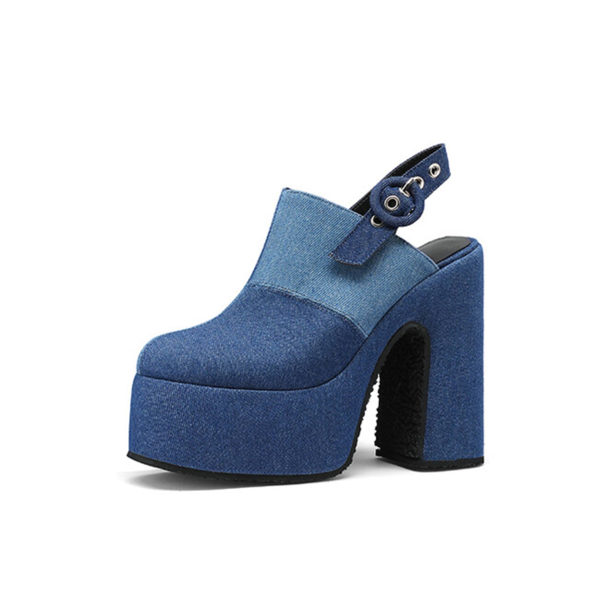 Blue Denim Vintage Vibe Platform Sandals Women
