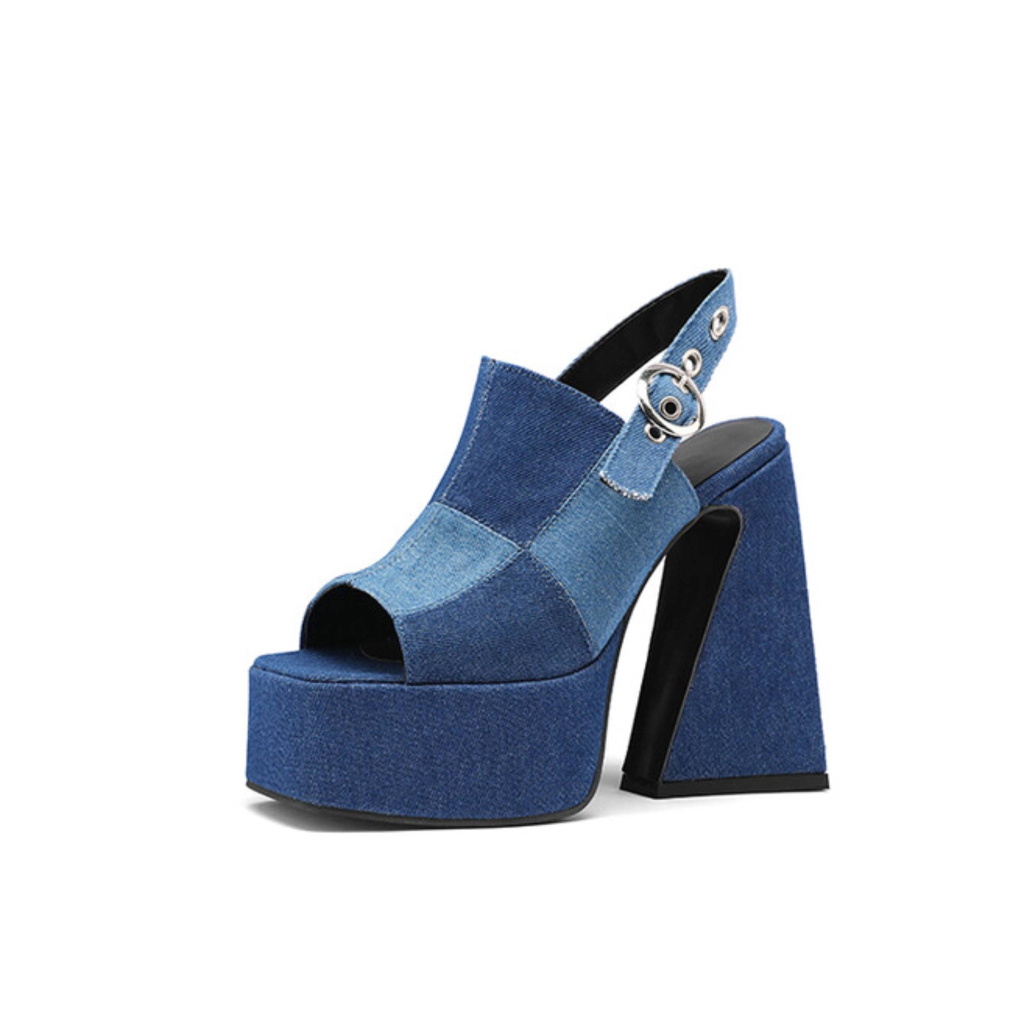 Sturdy Slingback Retro Denim Sandals for Women
