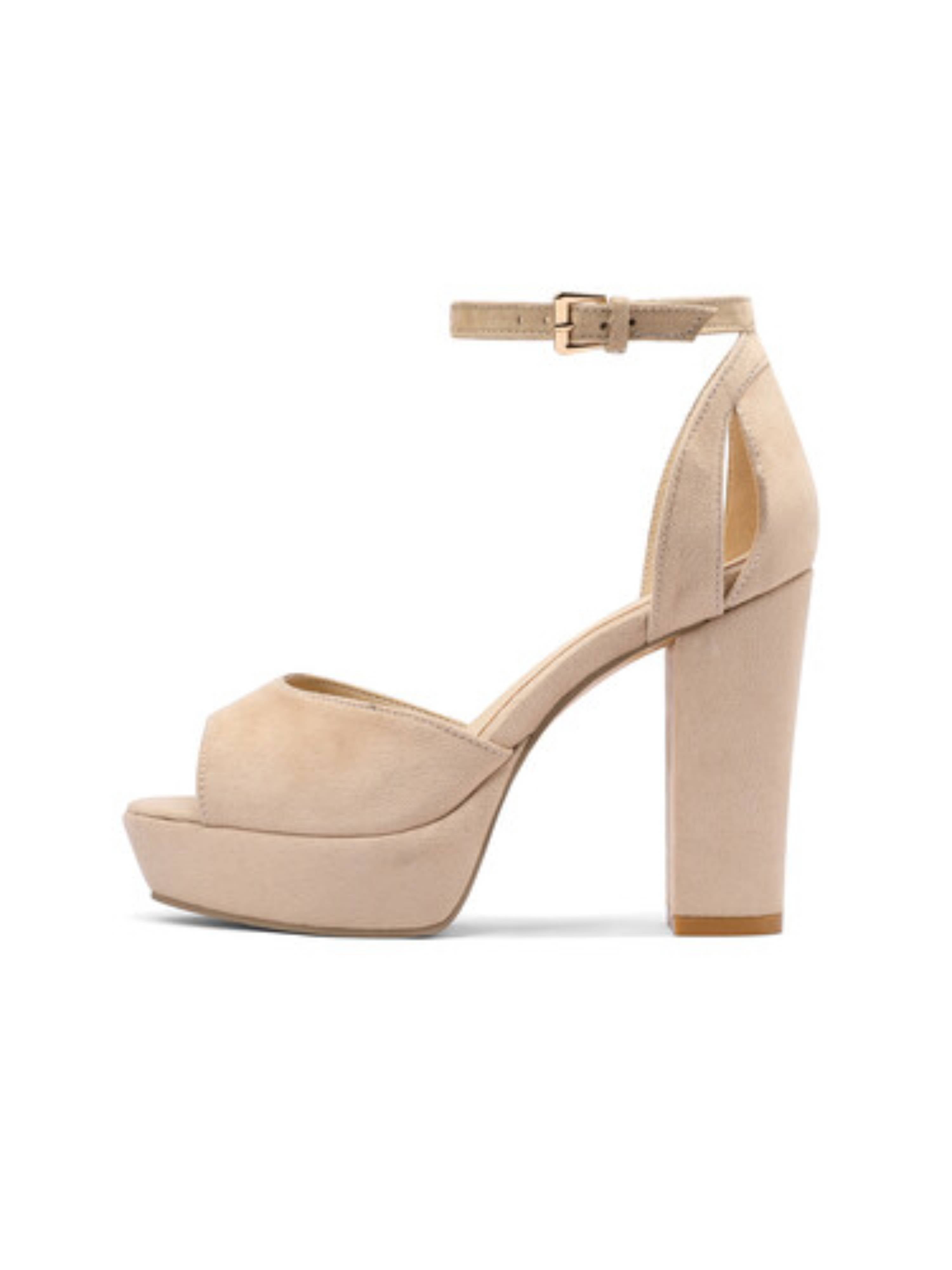 Classy Heeled Sandals for Women in Creamy Beige