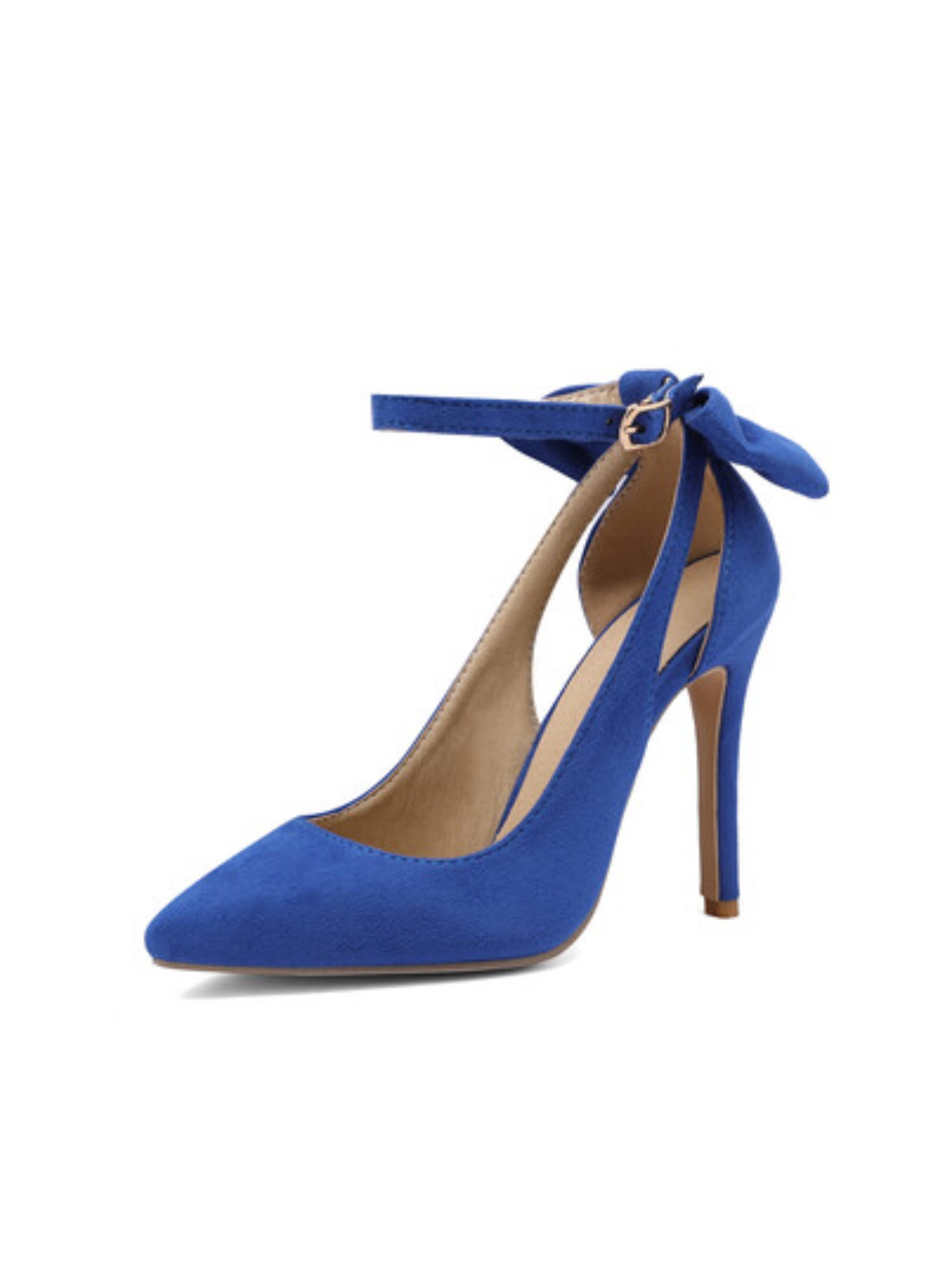 Elegant Navy High Heel Sandals for Women with Back Bow Detail
