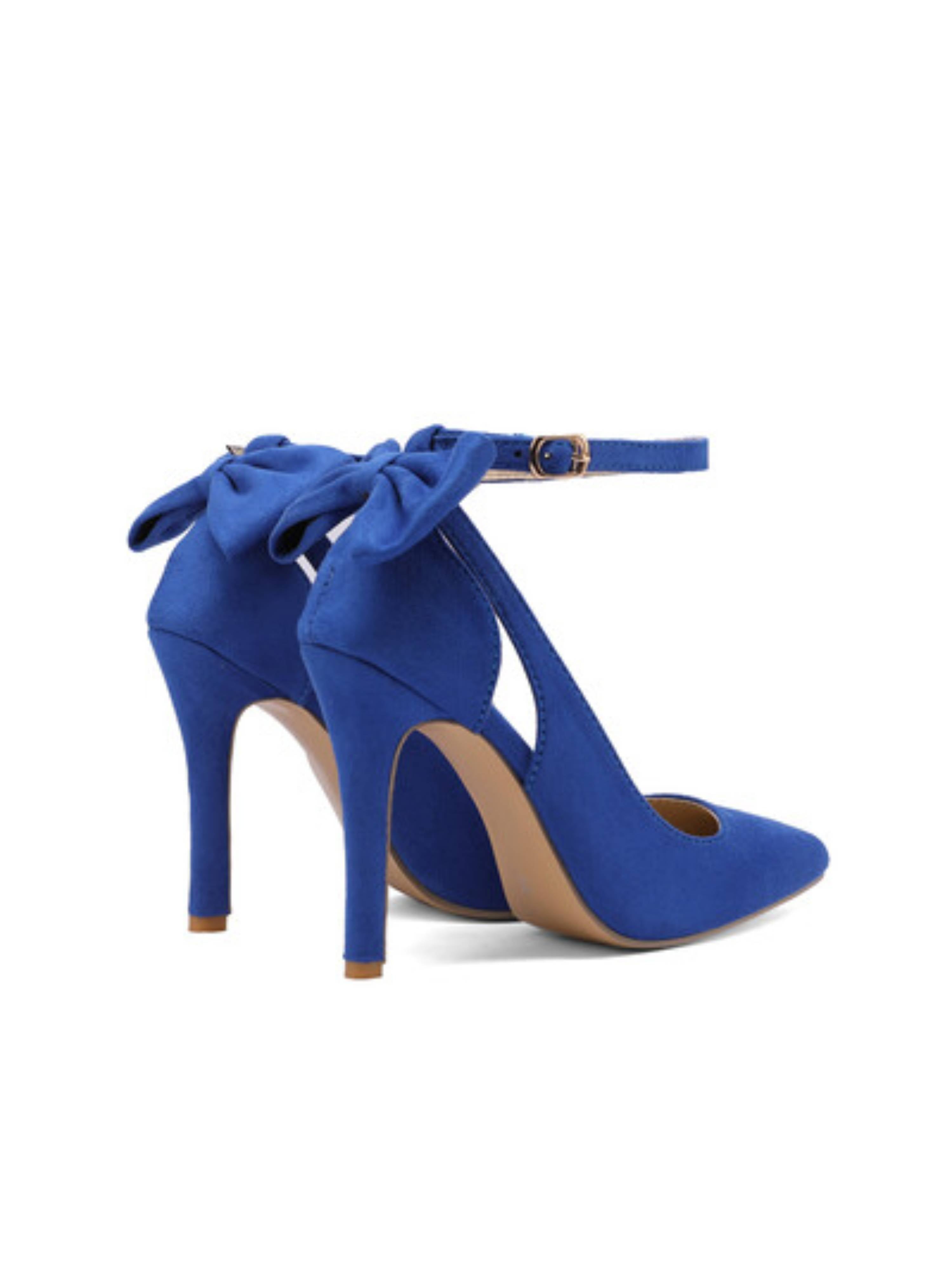 Elegant Navy High Heel Sandals for Women with Back Bow Detail
