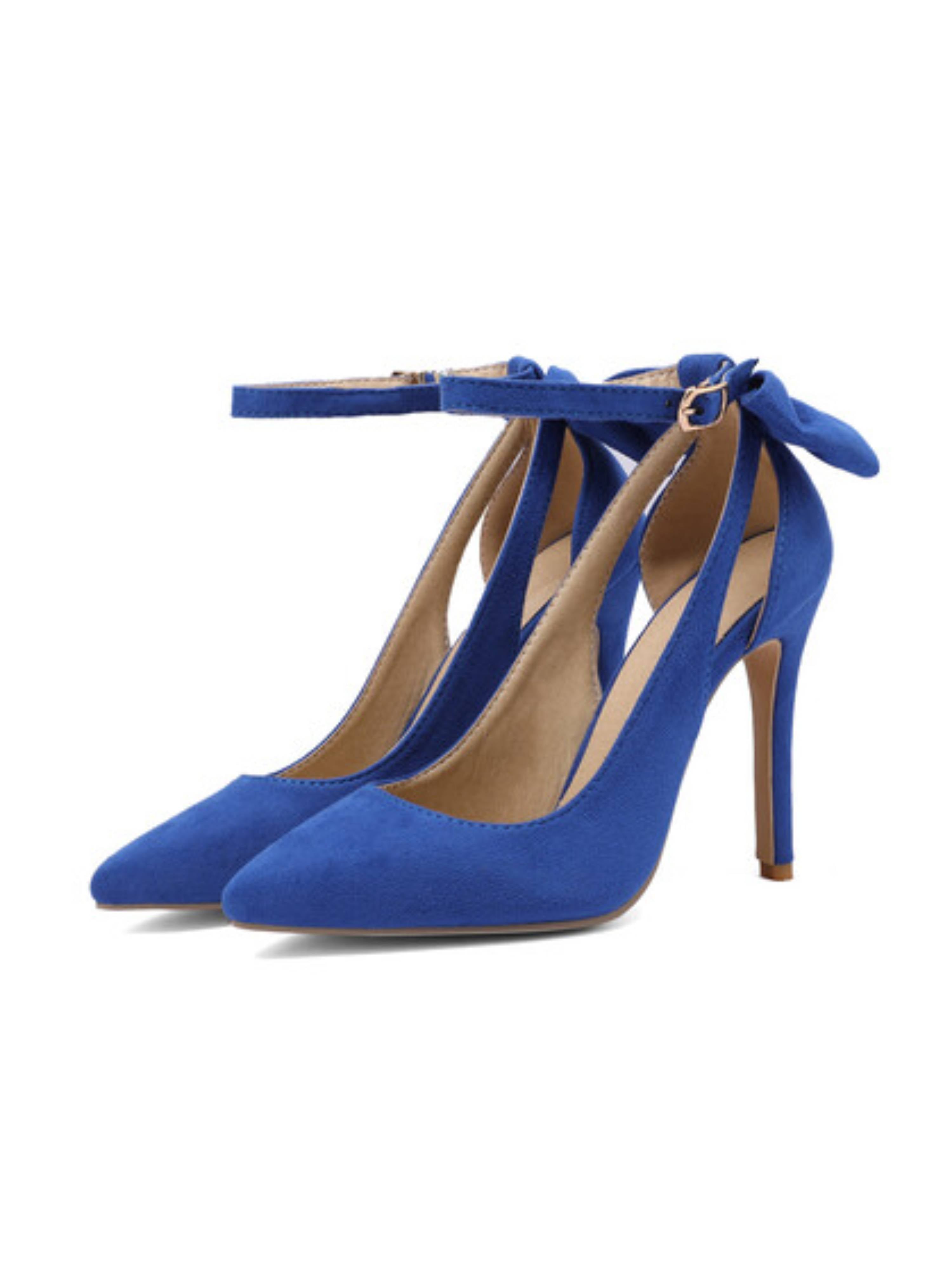 Elegant Navy High Heel Sandals for Women with Back Bow Detail