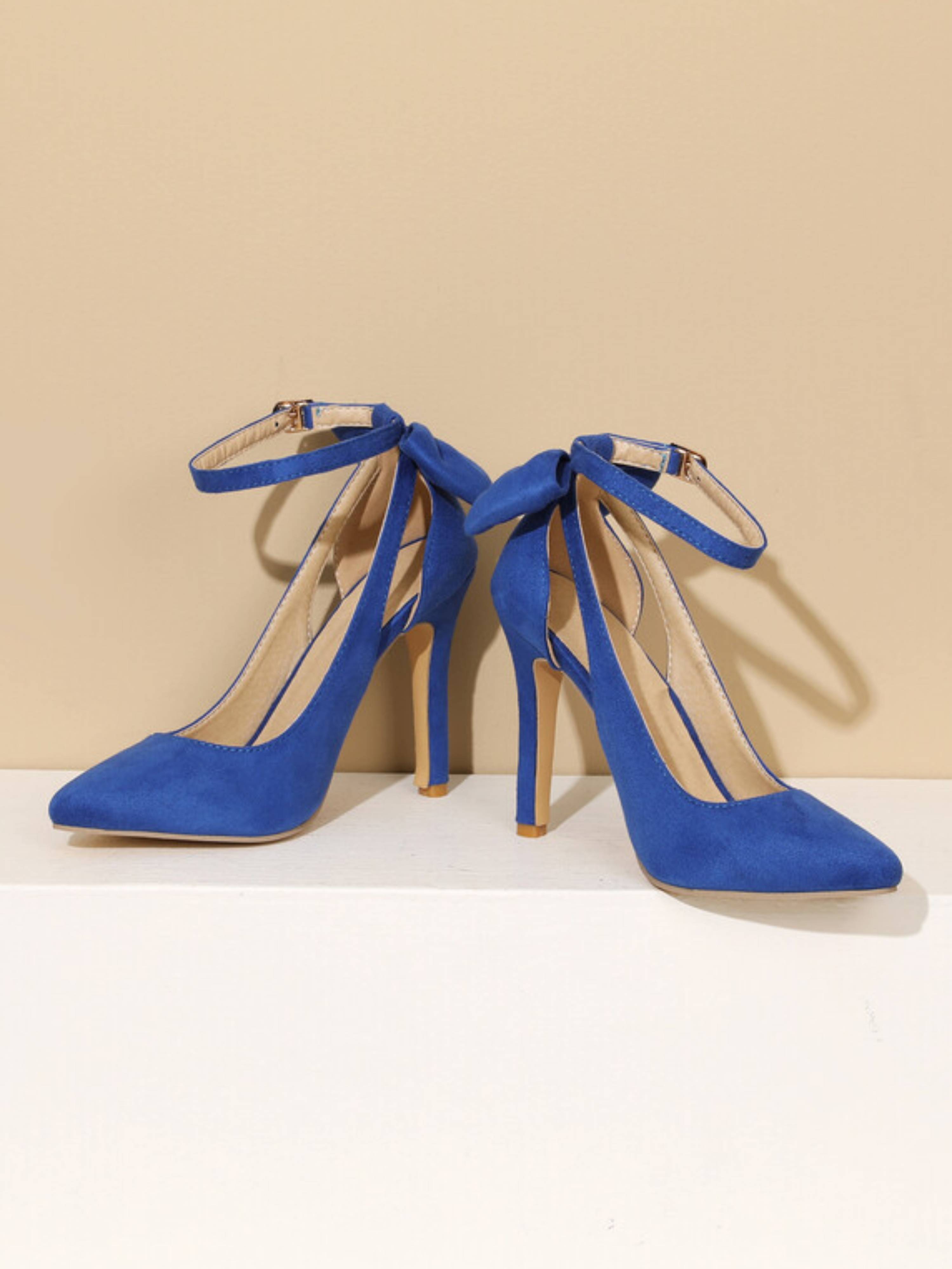 Elegant Navy High Heel Sandals for Women with Back Bow Detail