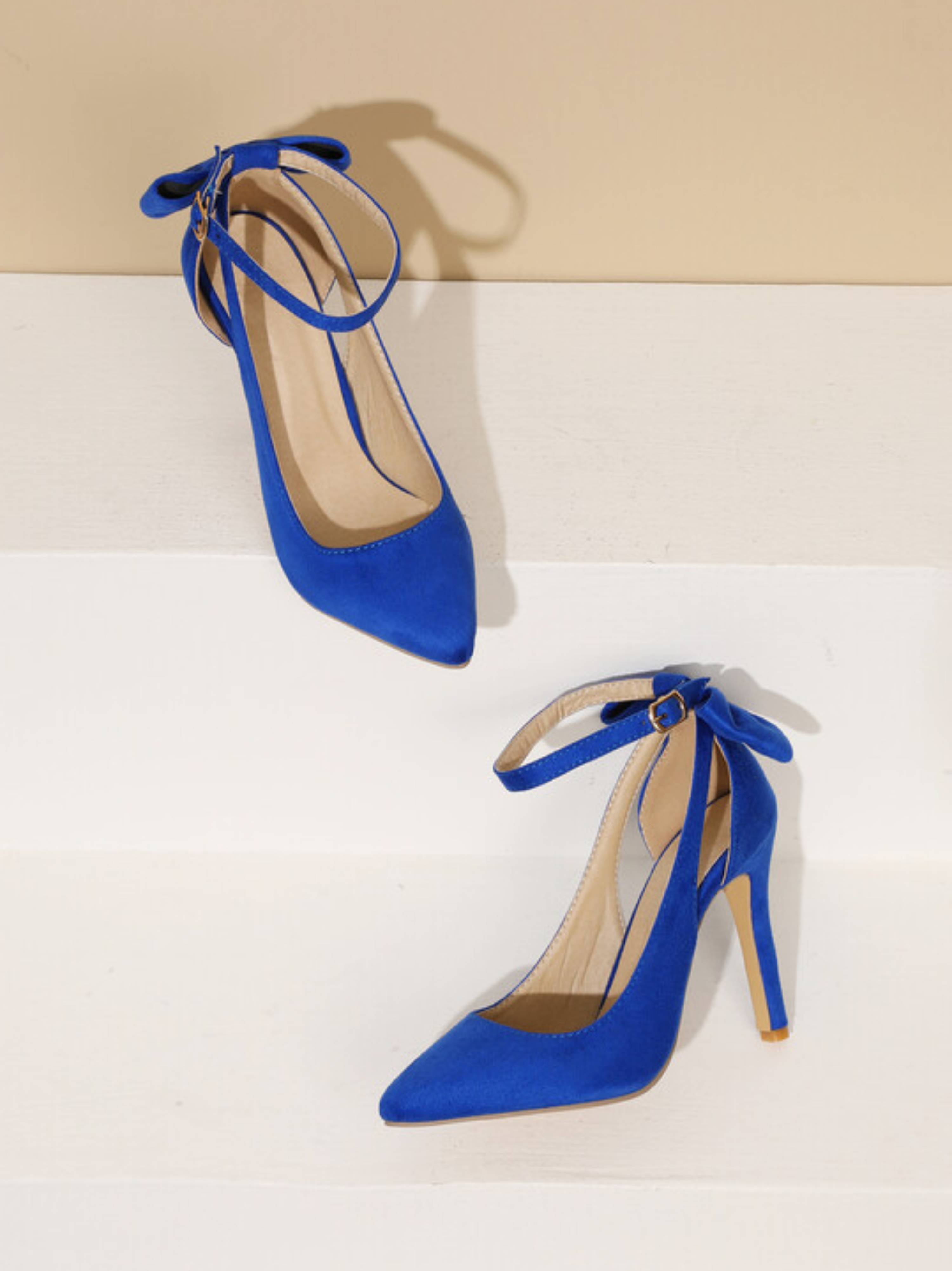 Elegant Navy High Heel Sandals for Women with Back Bow Detail