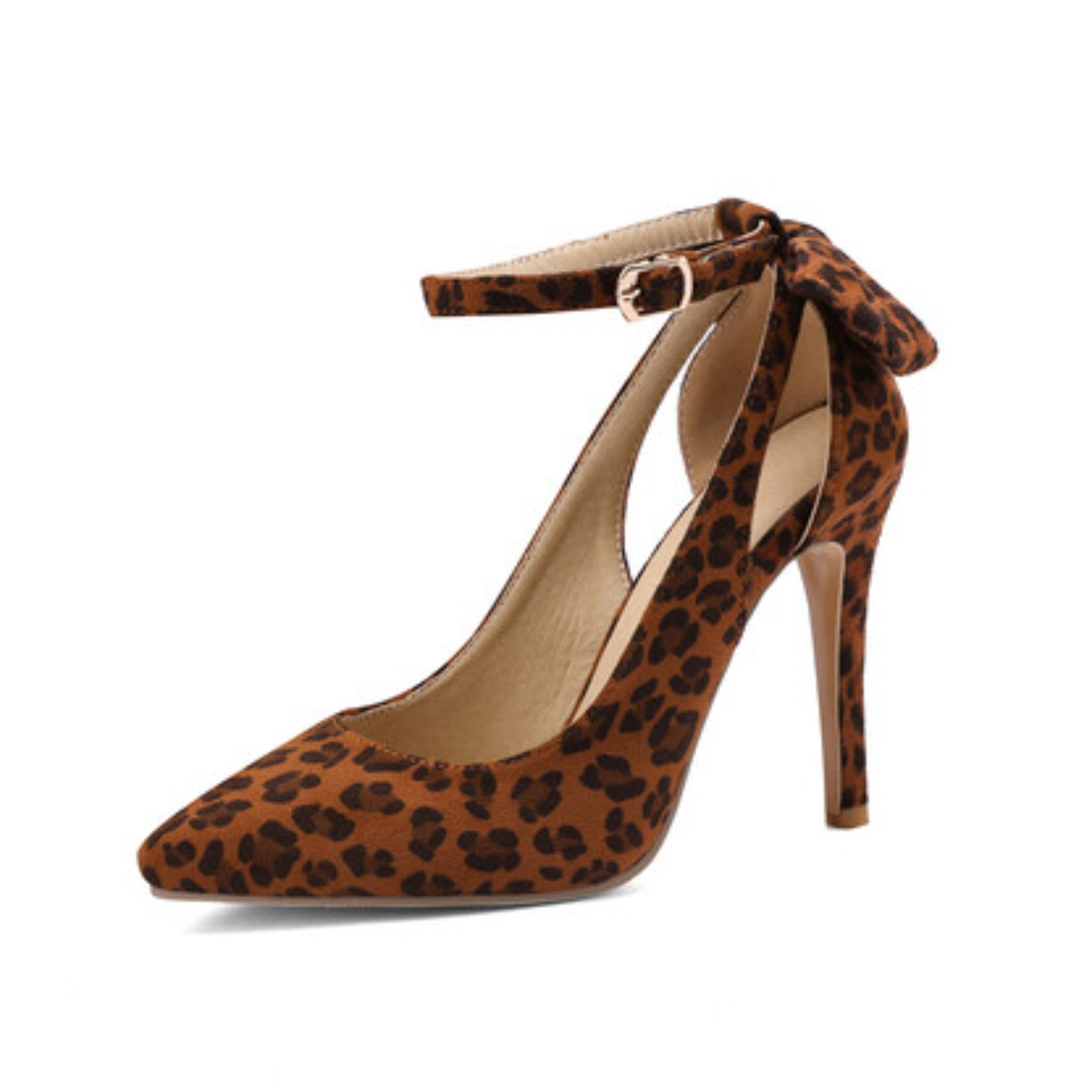 Elegant Brown Stilettos with Ankle Strap & Side Cut-Out Women's Dress Sandals