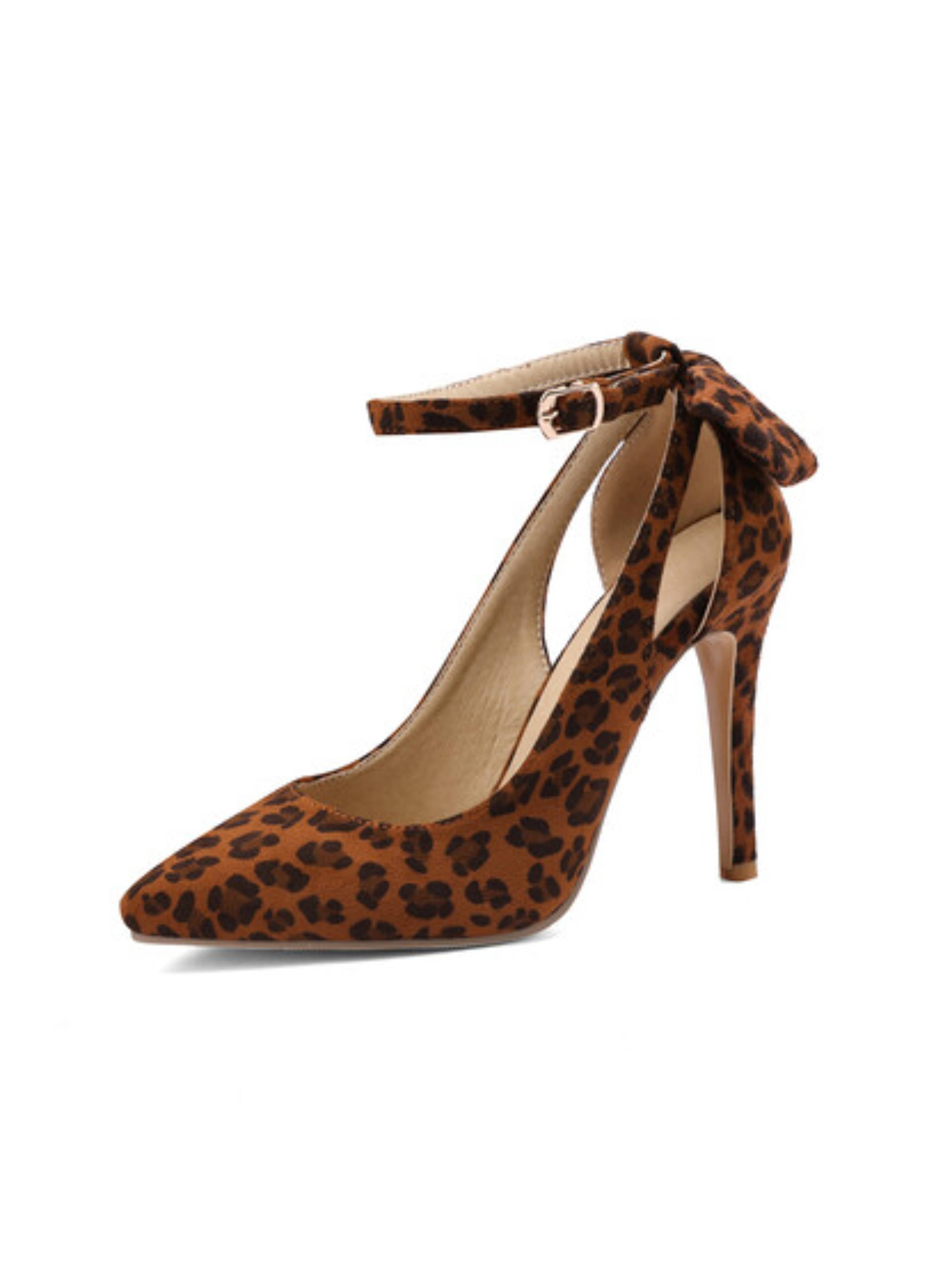 Elegant Brown Stilettos with Ankle Strap & Side Cut-Out Women's Dress Sandals