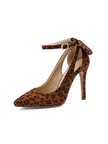 Elegant Brown Stilettos with Ankle Strap & Side Cut-Out Women's Dress Sandals