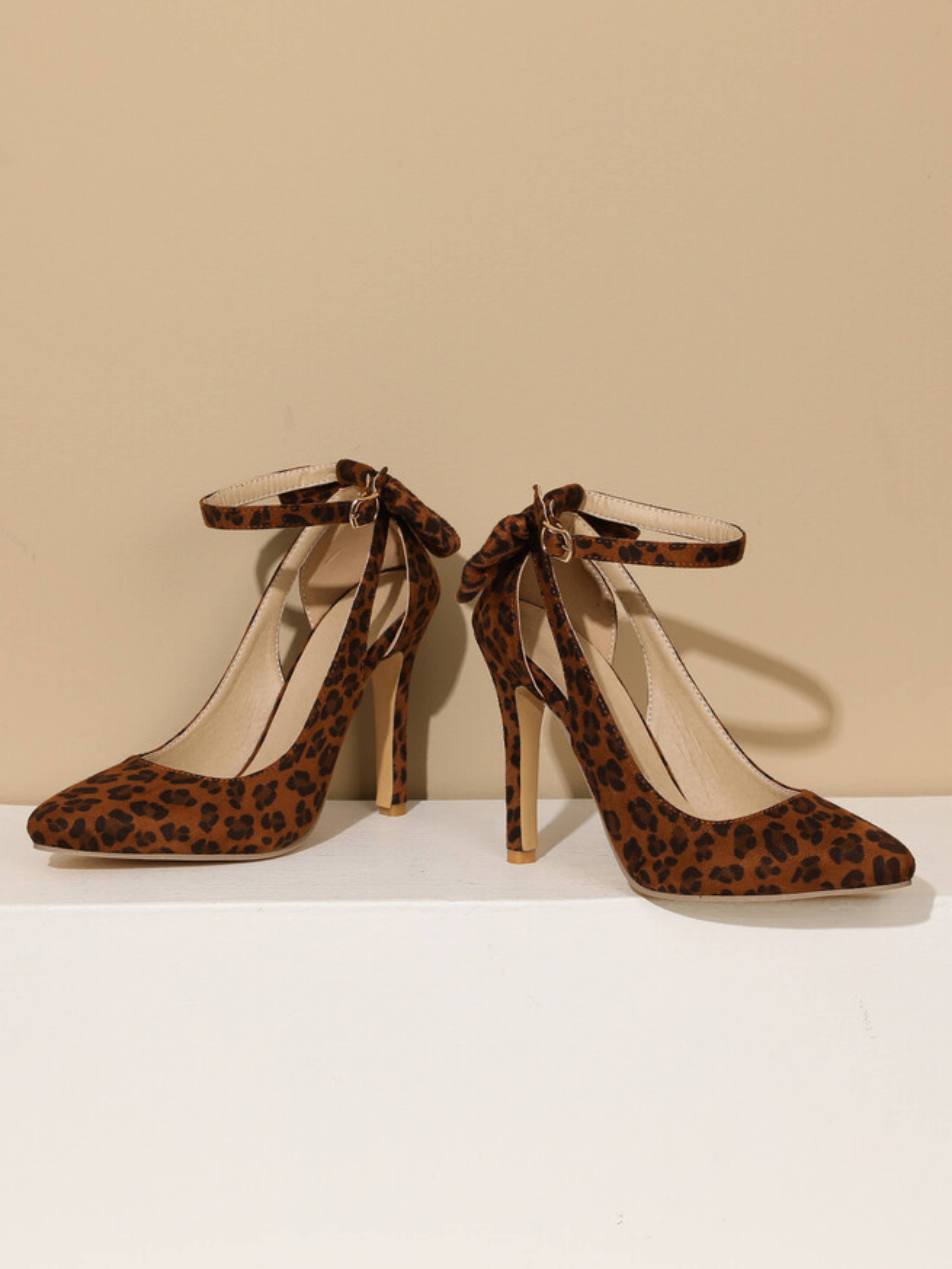 Elegant Brown Stilettos with Ankle Strap & Side Cut-Out Women's Dress Sandals