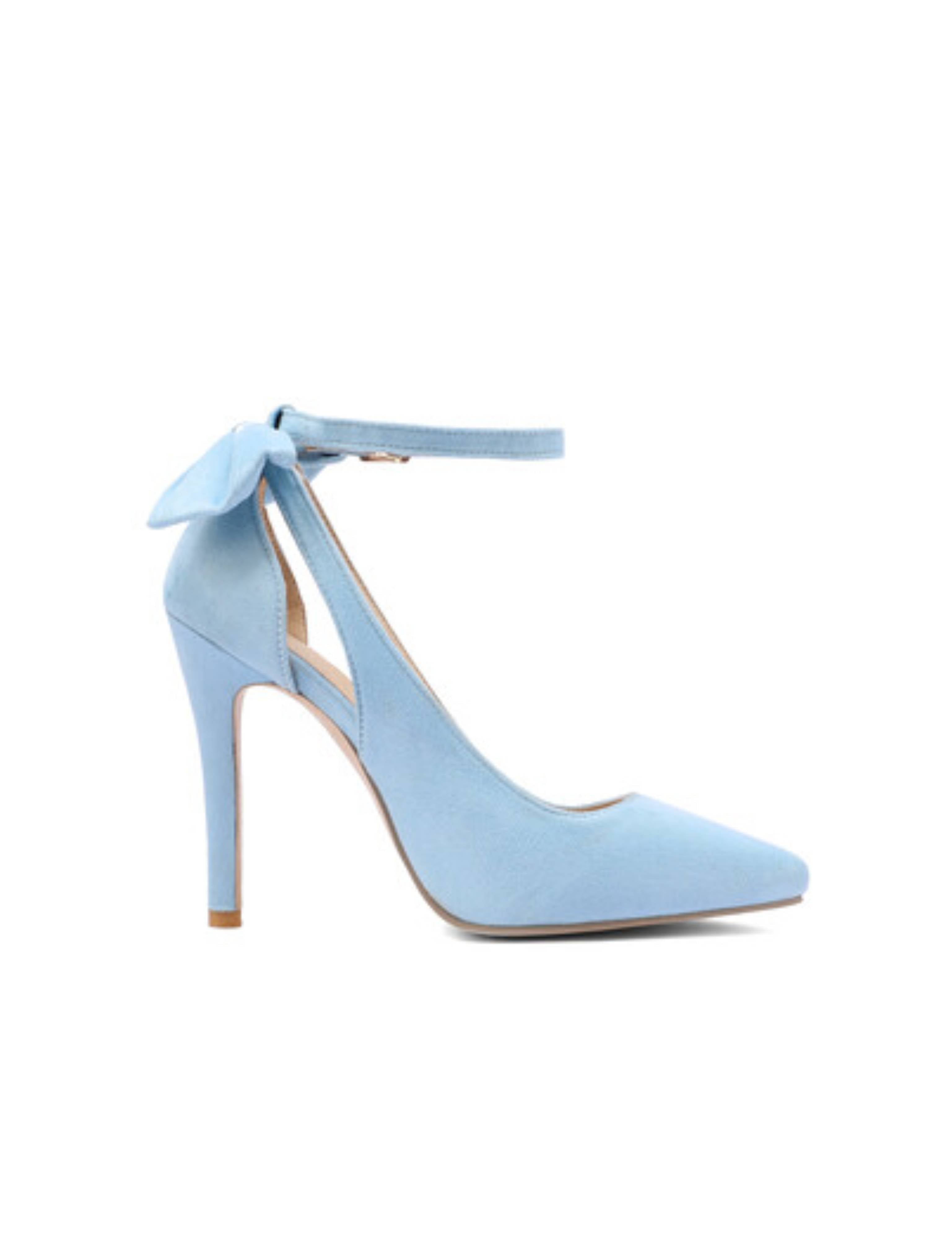 Blue Vegan Suede Stilettos with Adjustable Ankle Strap Woman Sandals