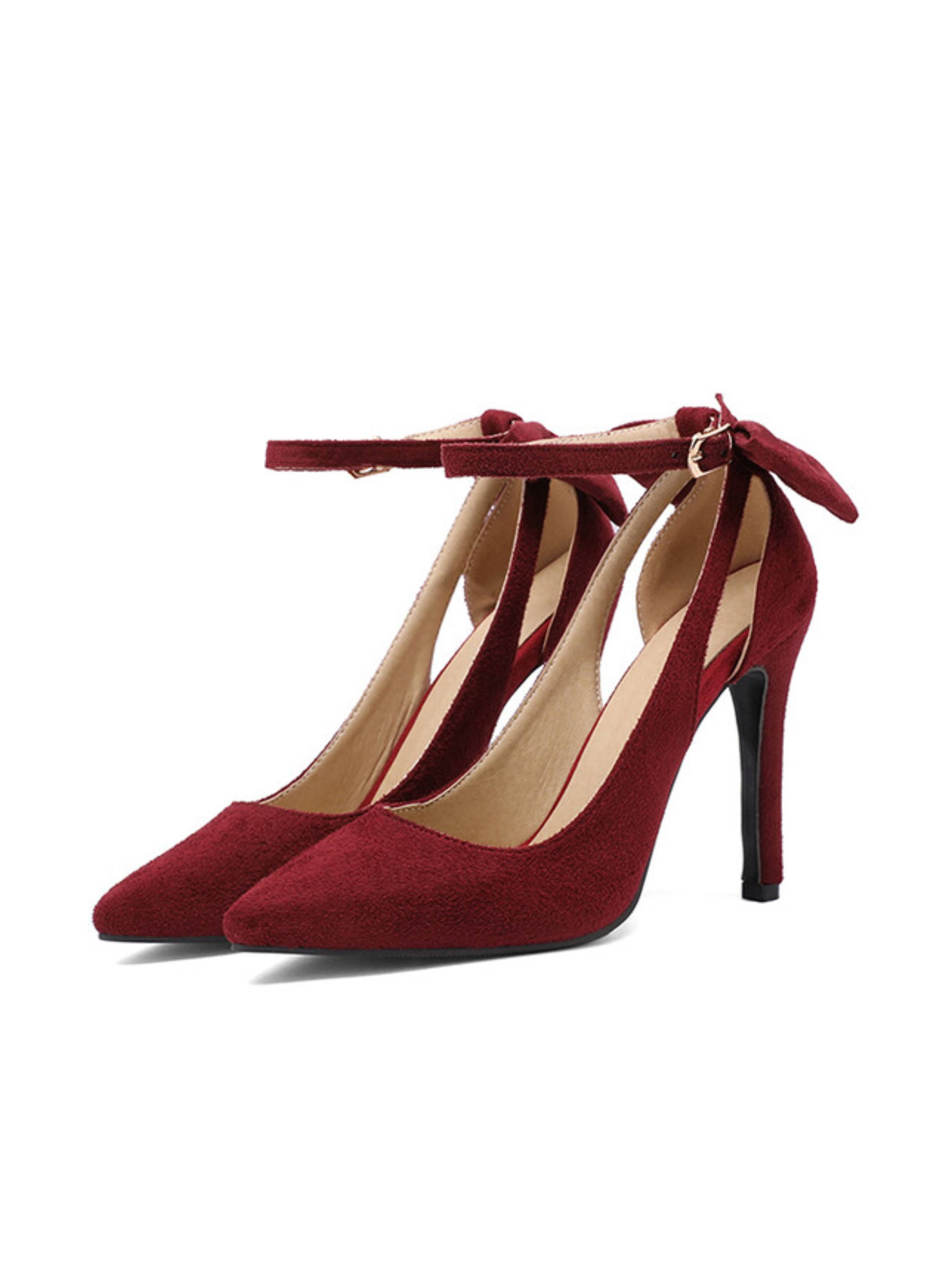 Stylish Maroon Pointed-Toe Women Sandals Heels with Cut-Out Side Design