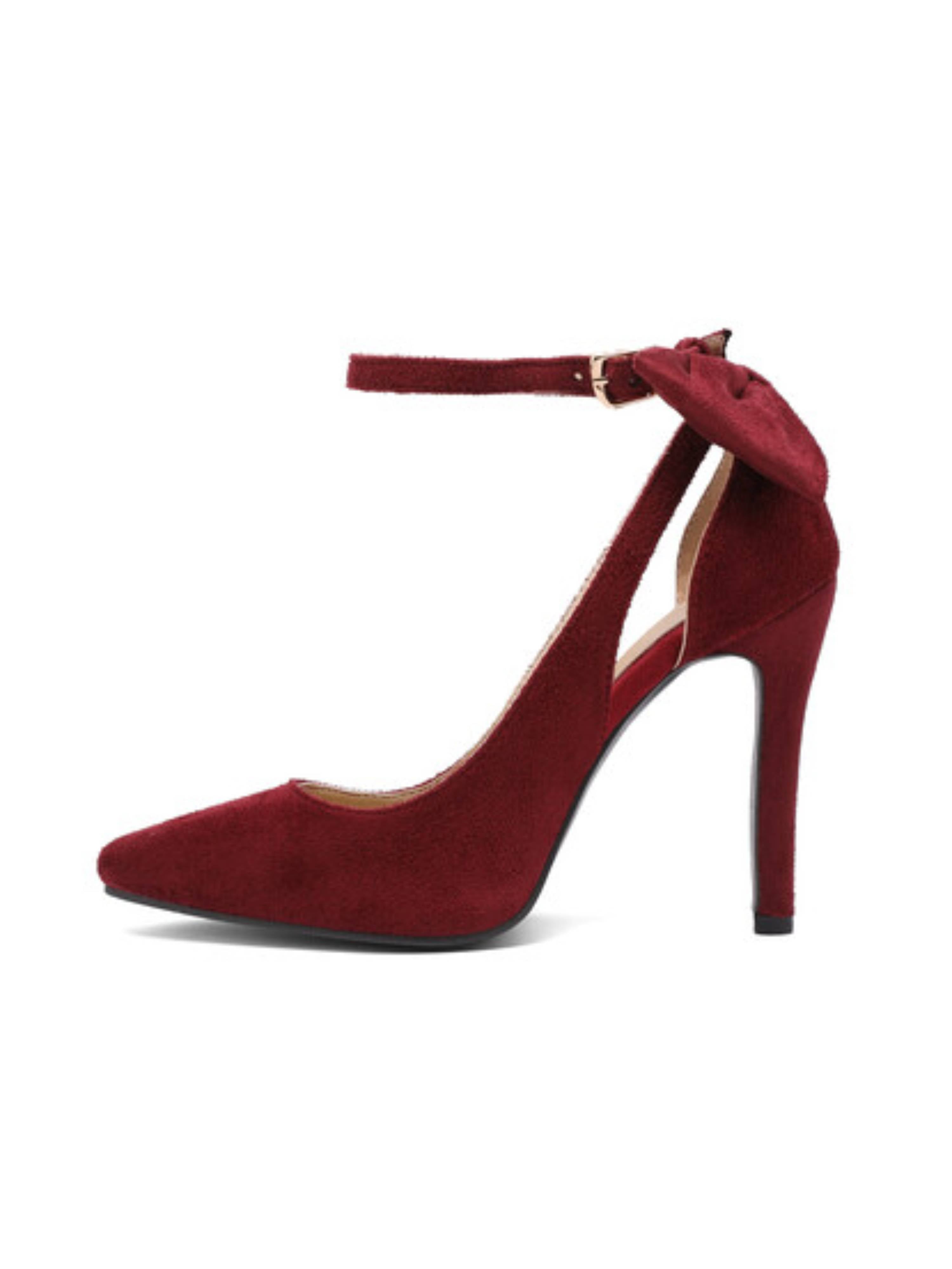 Stylish Maroon Pointed-Toe Women Sandals Heels with Cut-Out Side Design