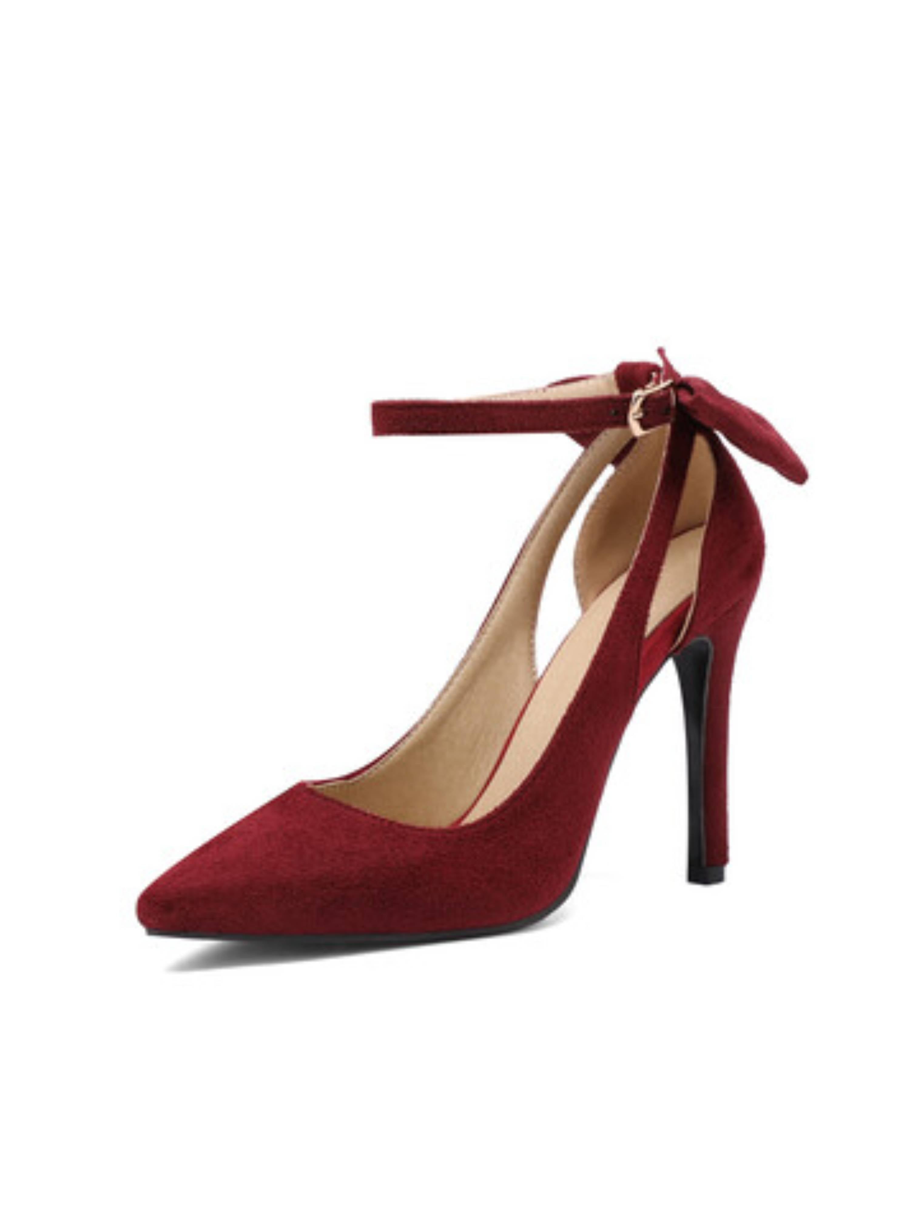 Stylish Maroon Pointed-Toe Women Sandals Heels with Cut-Out Side Design