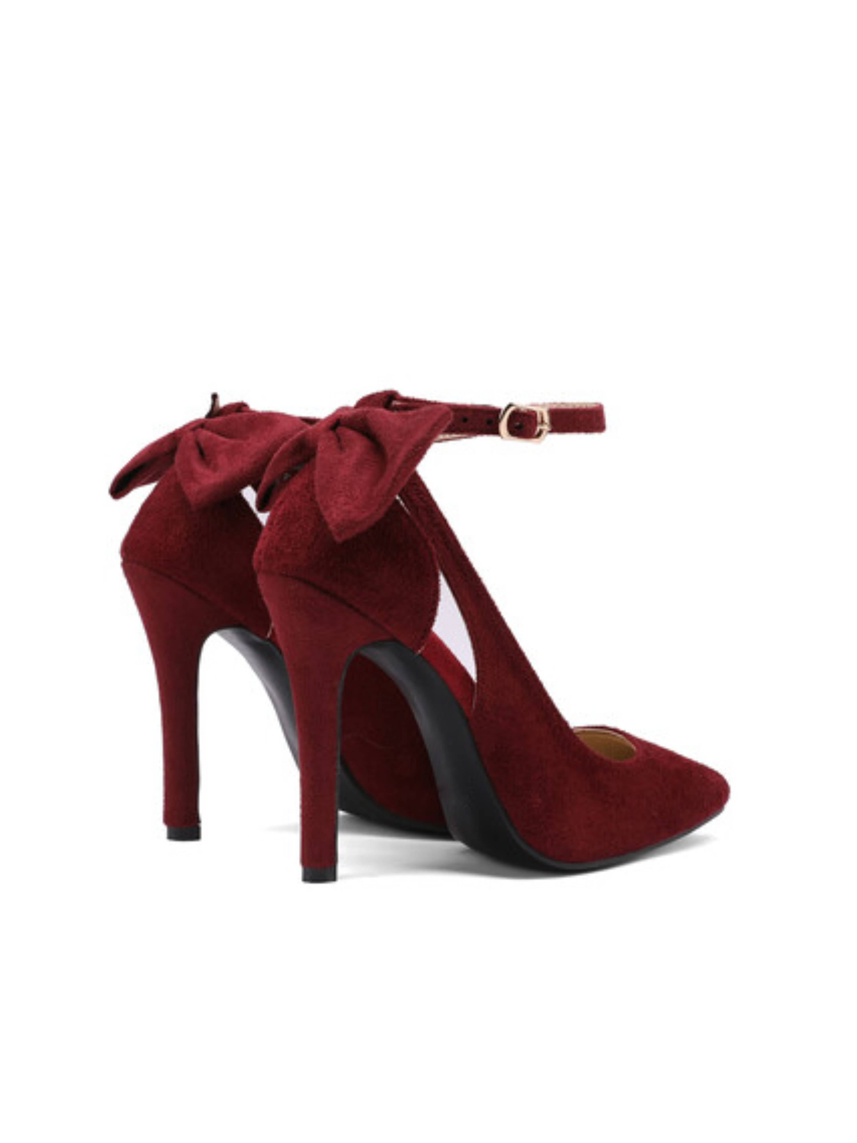 Stylish Maroon Pointed-Toe Women Sandals Heels with Cut-Out Side Design