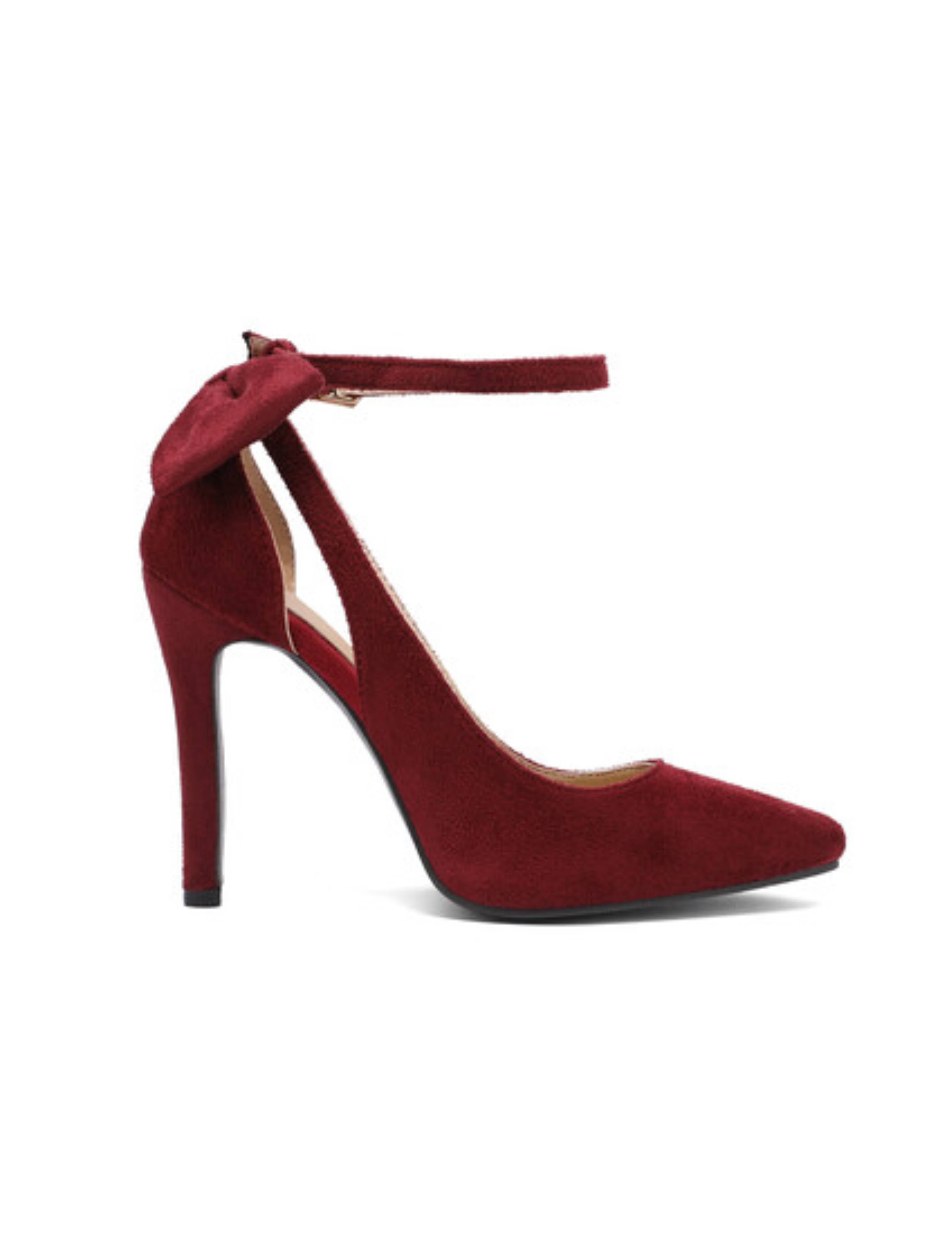 Stylish Maroon Pointed-Toe Women Sandals Heels with Cut-Out Side Design