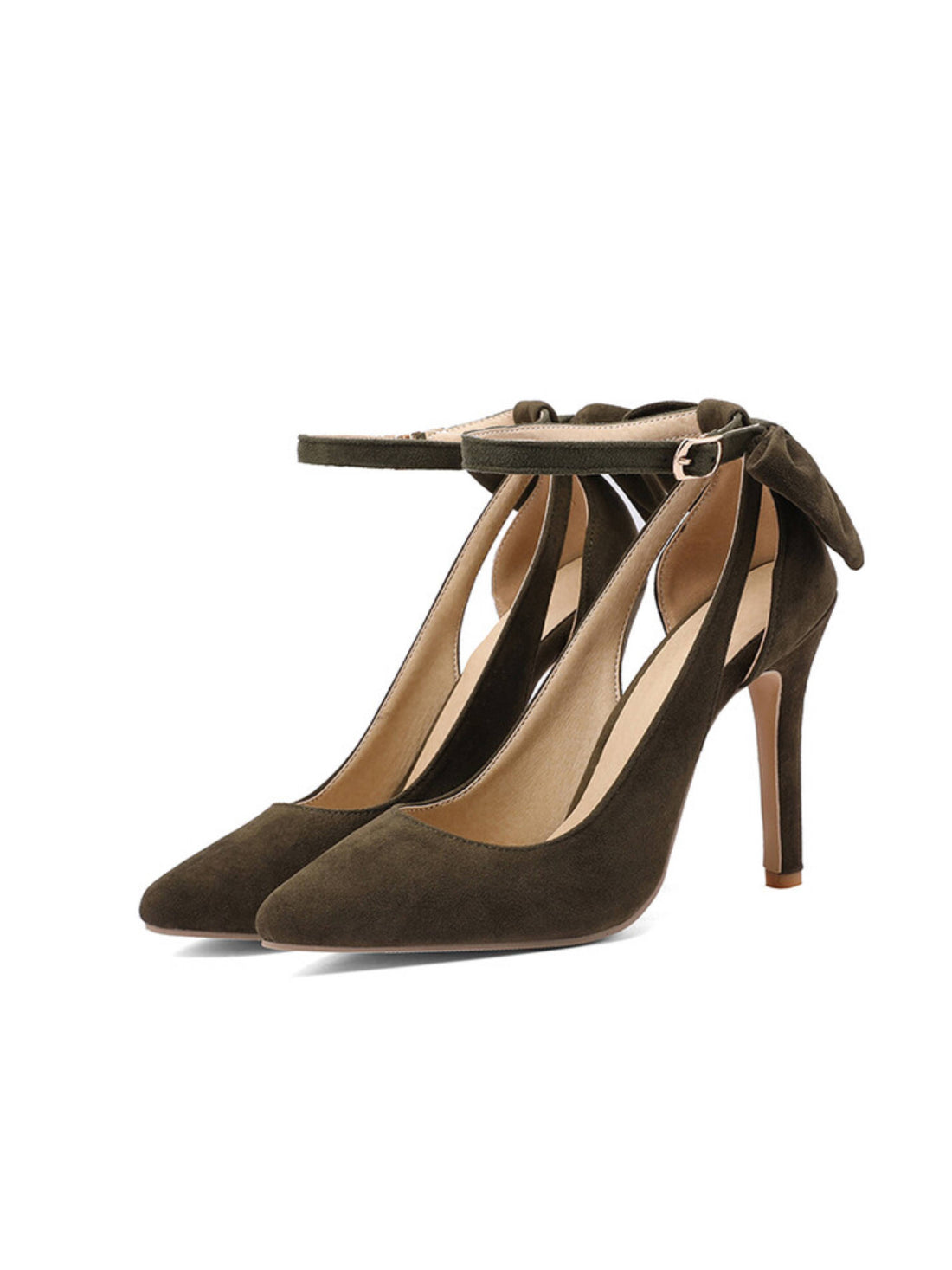 Earthy Elegance Olive Pointed Toe with Stiletto Heel Sandals for Women