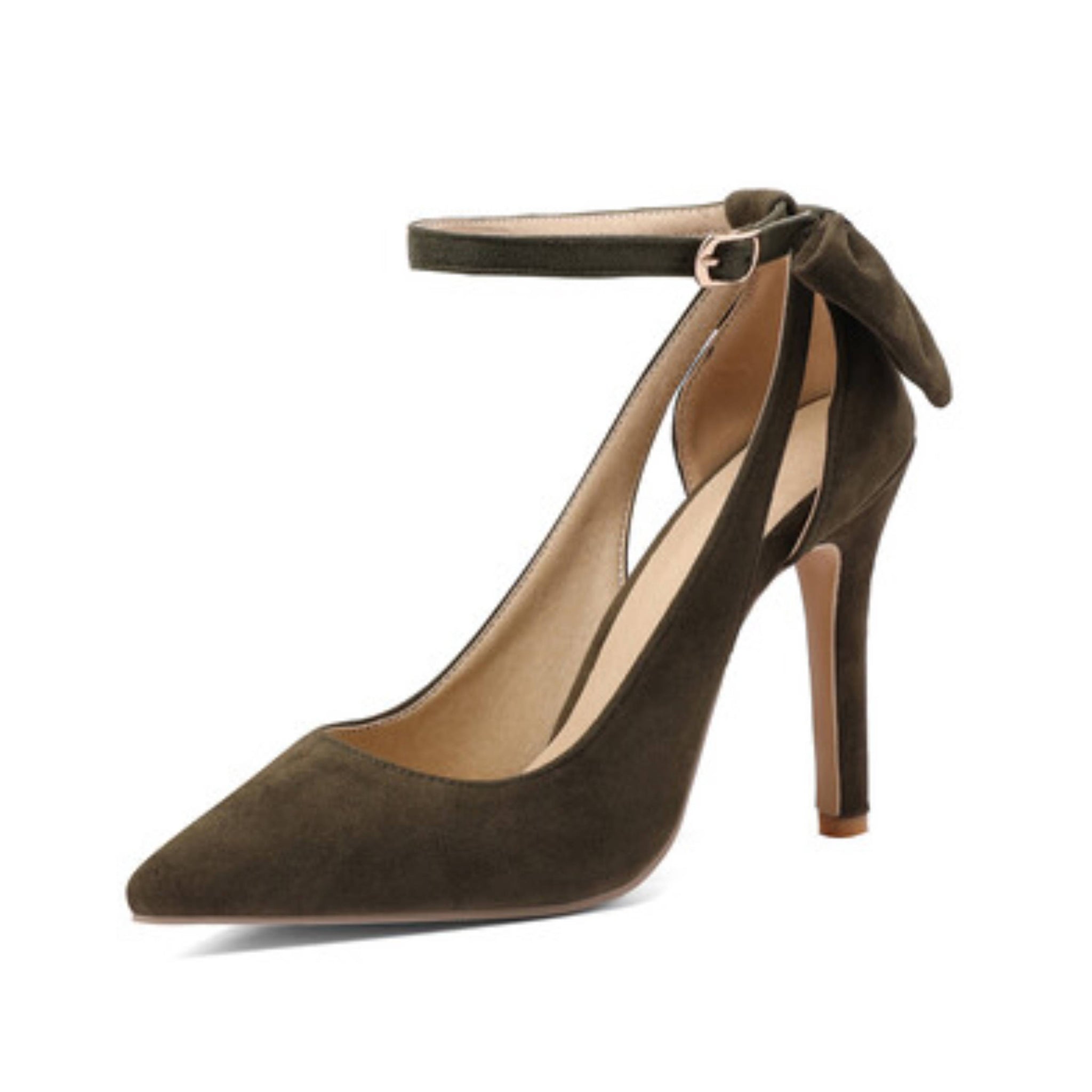 Earthy Elegance Olive Pointed Toe with Stiletto Heel Sandals for Women